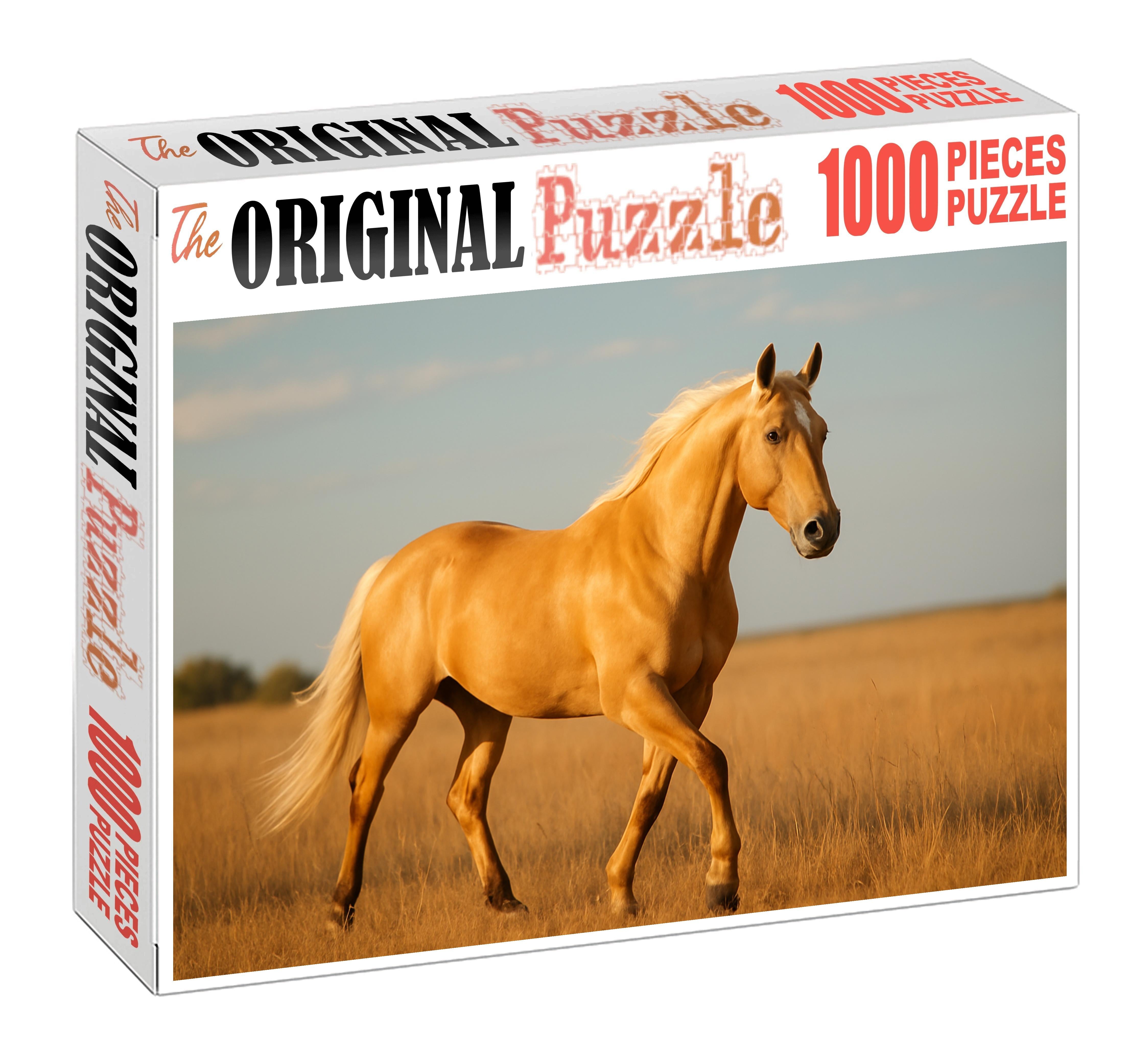 Golden Horizon Radiant Palomino Gelding With Fluid Movement Puzzle For Adults