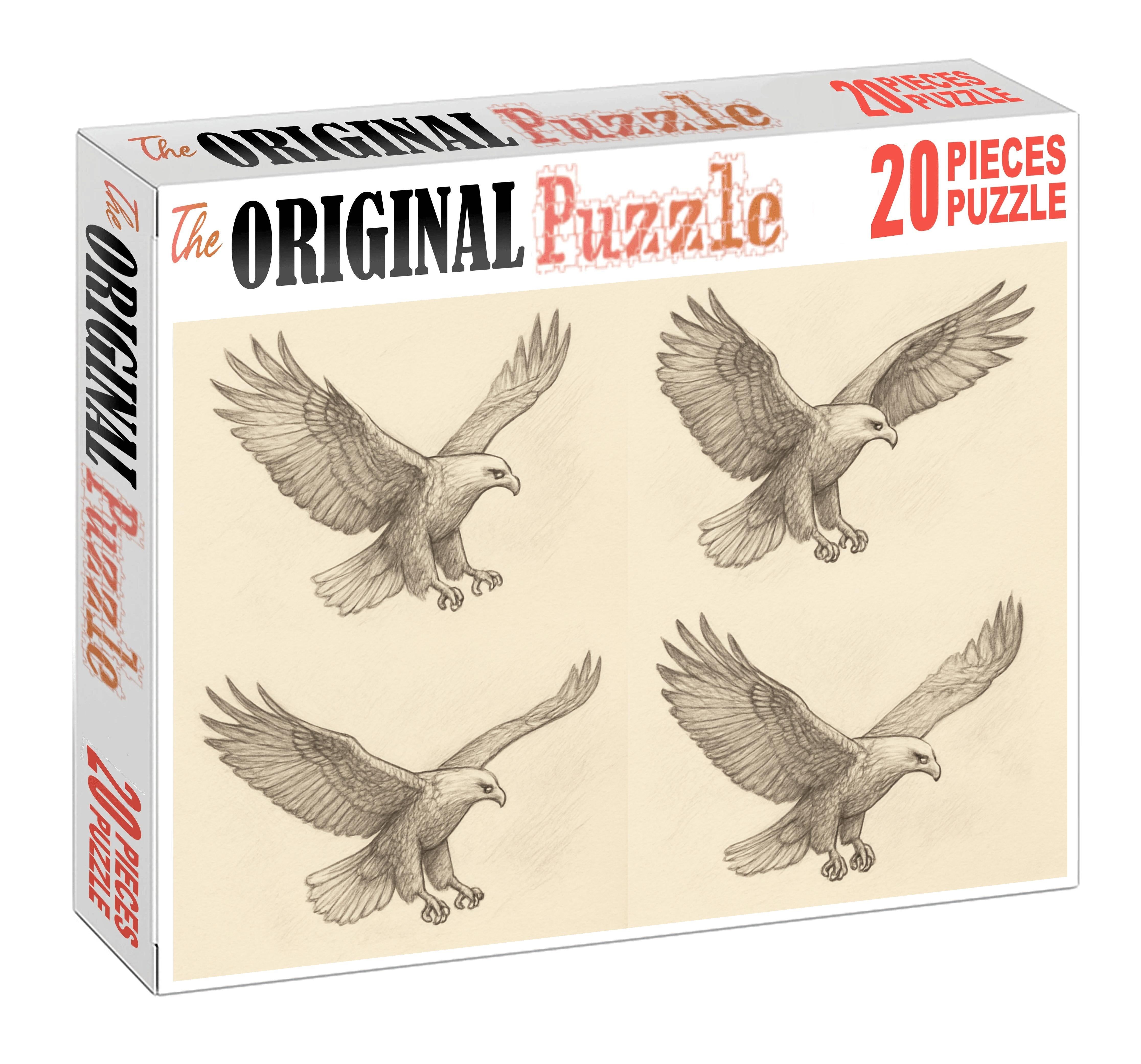 Narrative Wildlife Moment Sequential Pencil Sketches Of Soaring Eagle Family Puzzles