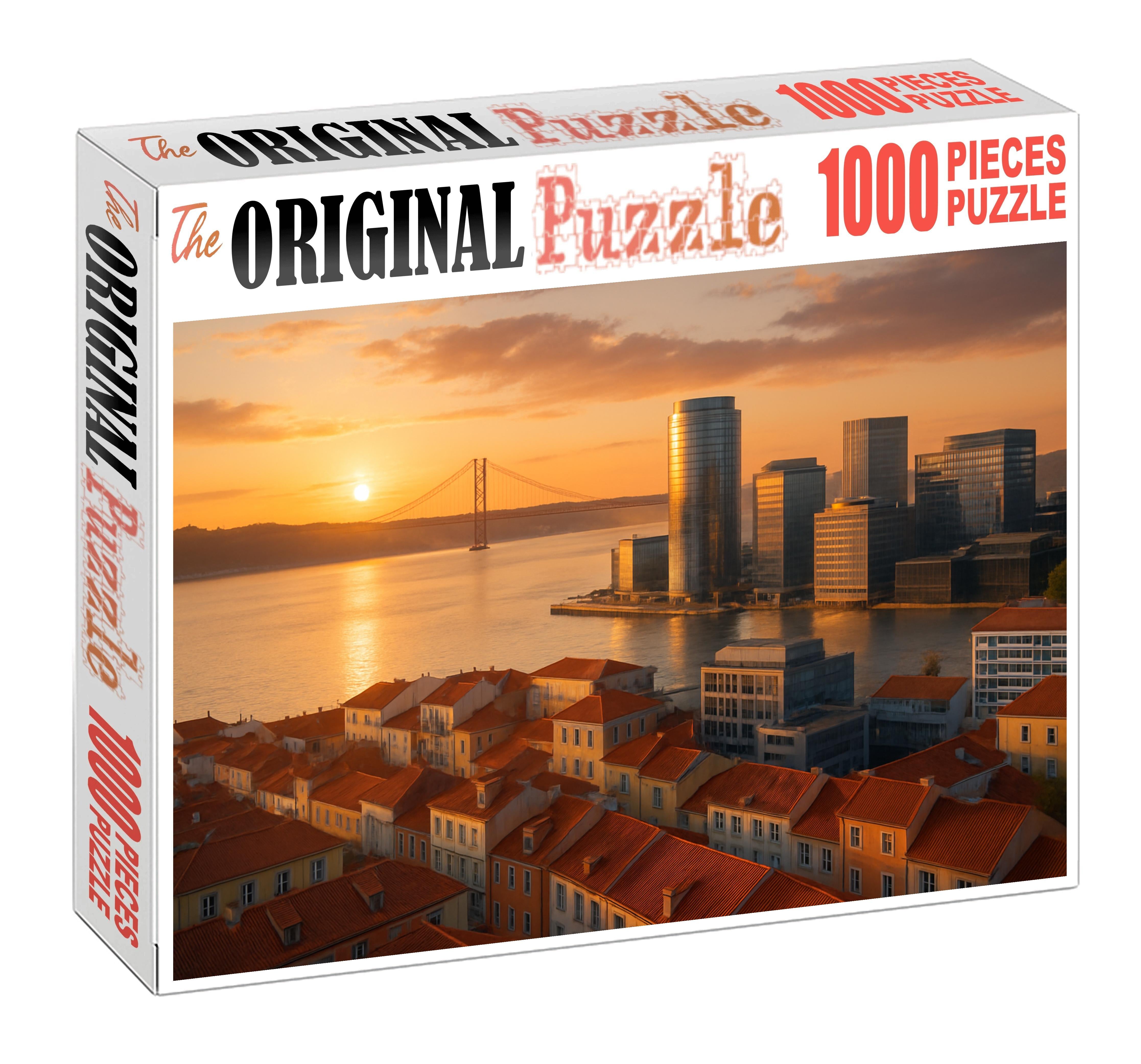 Lisbon Tagus River Skyline Historic Hills And Modern Waterfront Renewal Large Format Puzzle