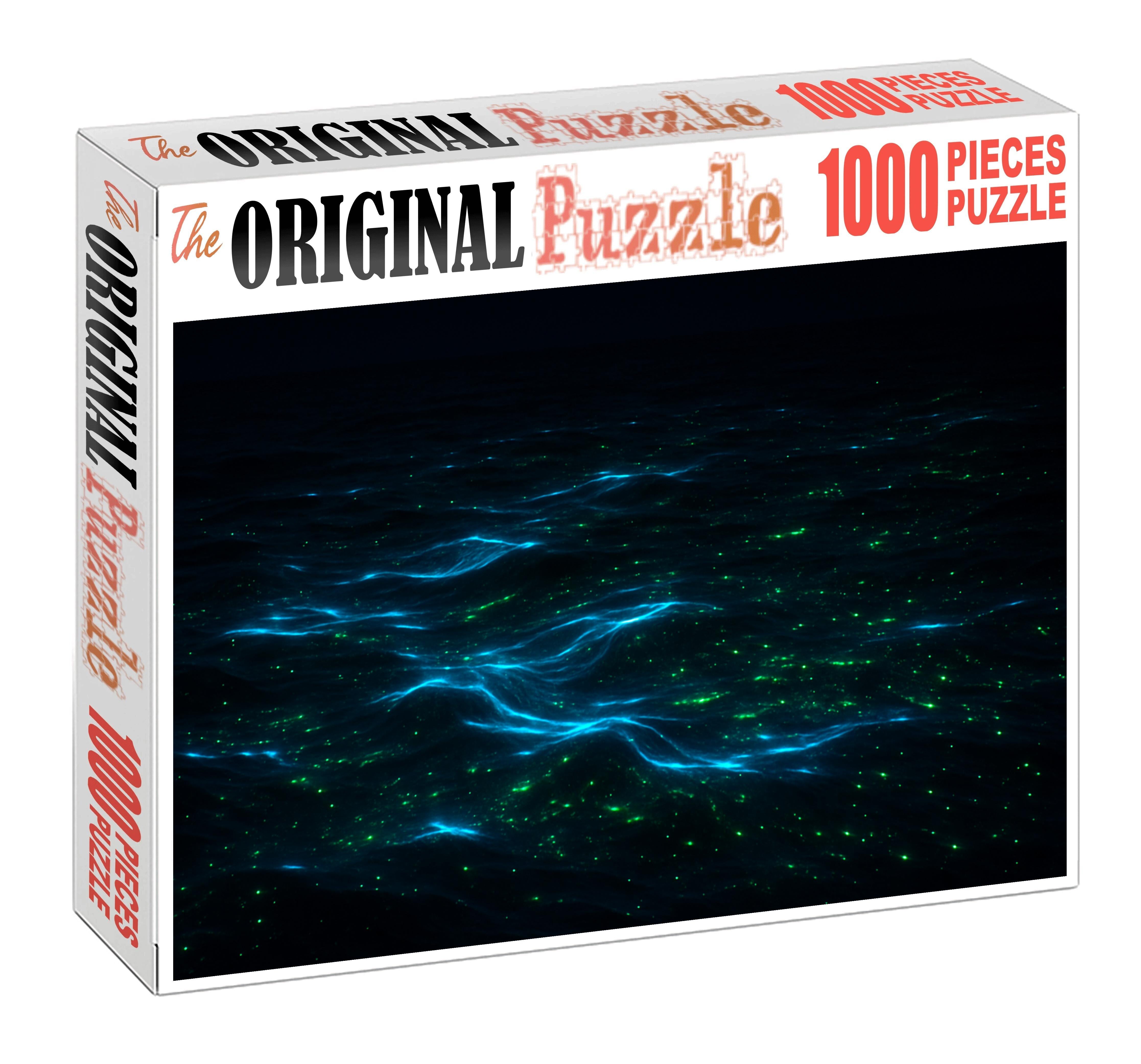Midnight Bioluminescent Drift Luminous Organisms In Ocean Darkness 200 Piece Puzzle