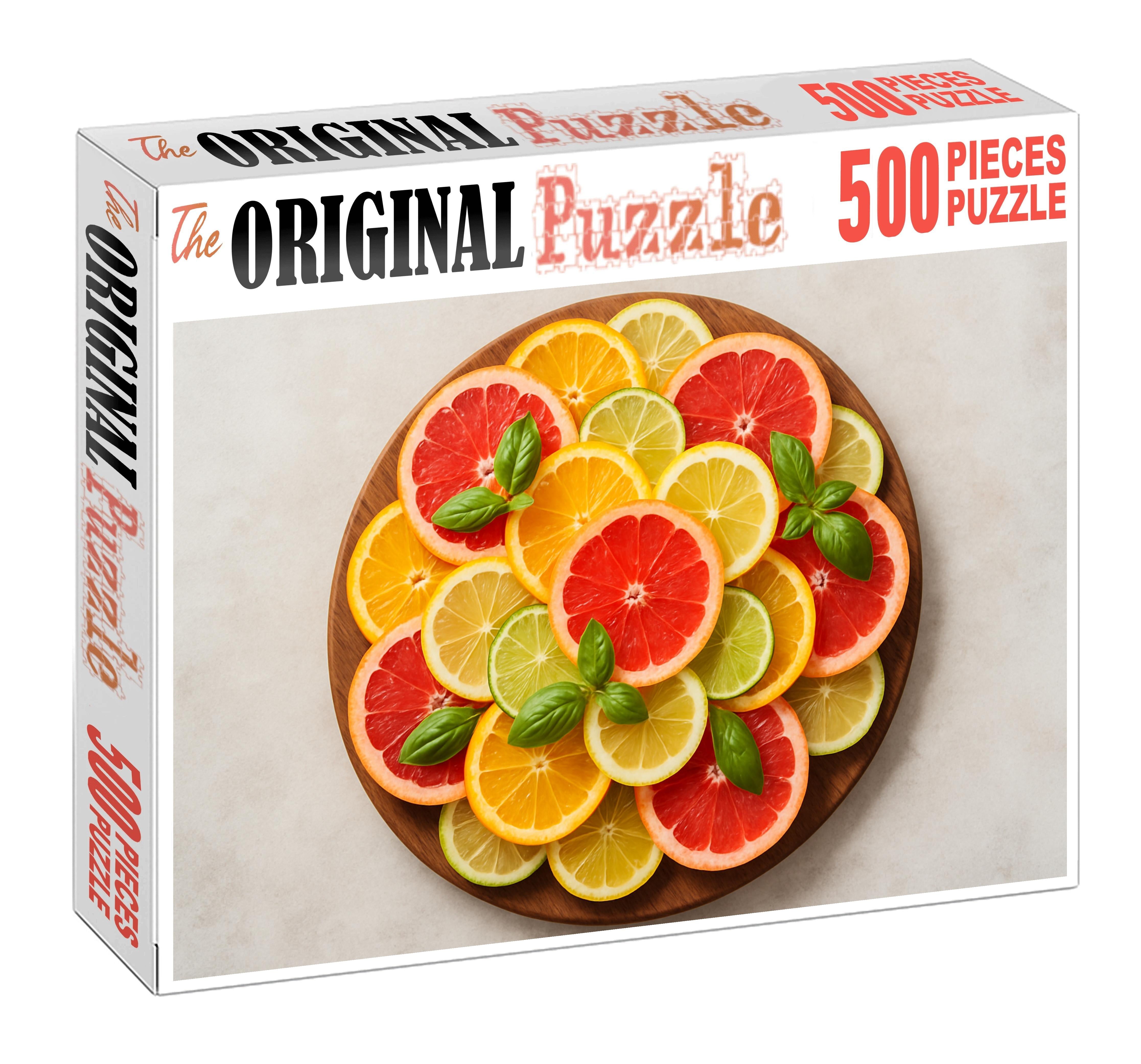 Luminous Citrus Mosaic Grapefruit Orange Lemon And Lime Artistry 500 Piece Puzzle