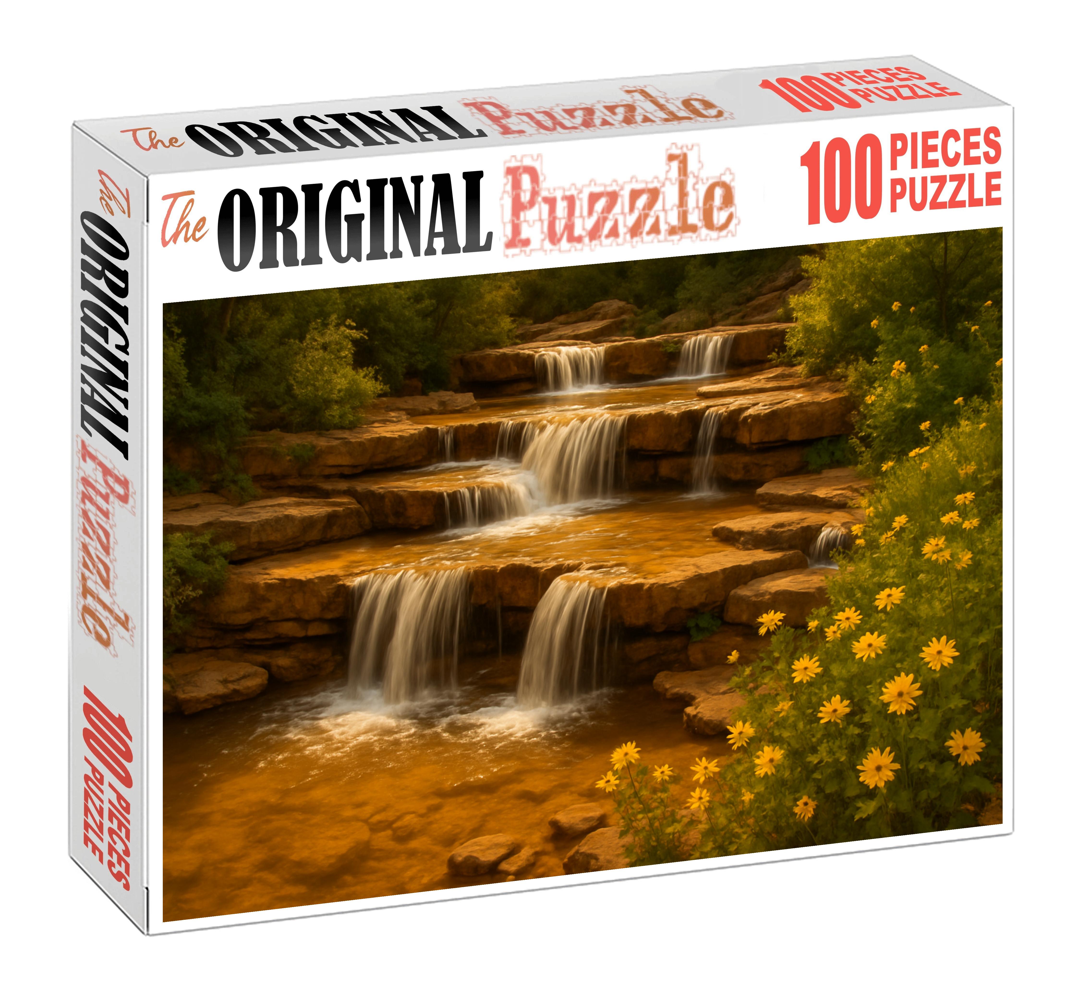 Amber Glow Cascades Custom Jigsaw Puzzle