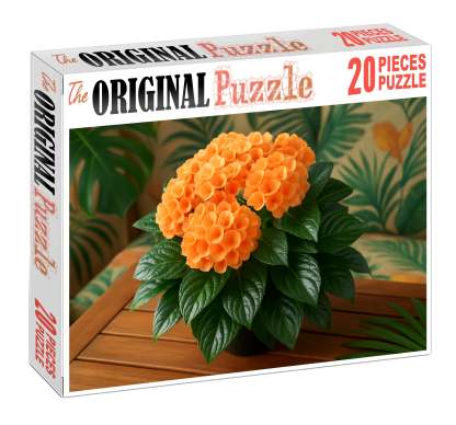 Coral Reef Tabletop Clustered Orange And Peach Blooms With Glossy Green Leaf Accents 50 Piece Puzzle