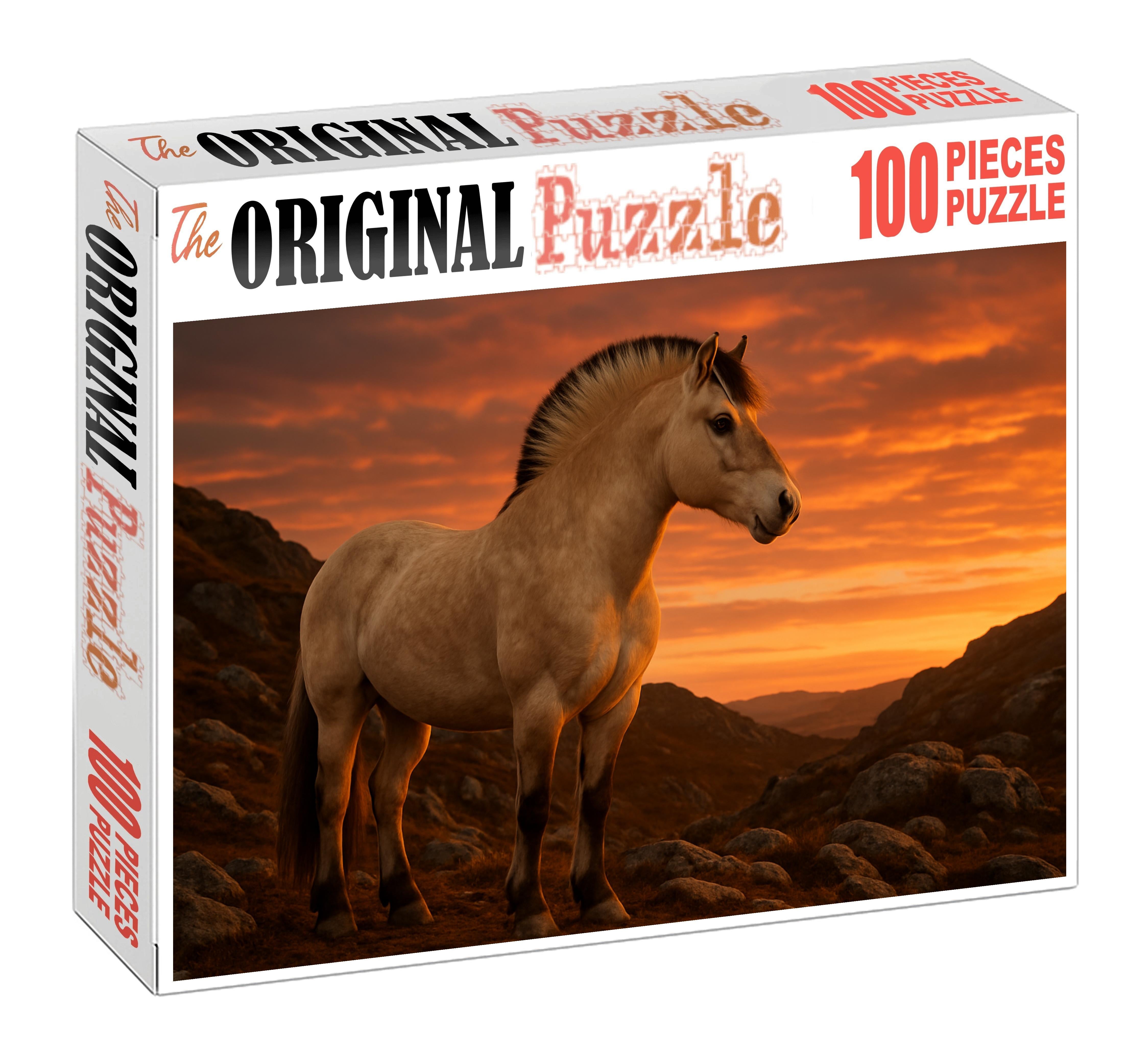 Ivory Moon Fjord Robust Cream Roan Stallion With Enduring Strength Large Format Puzzle