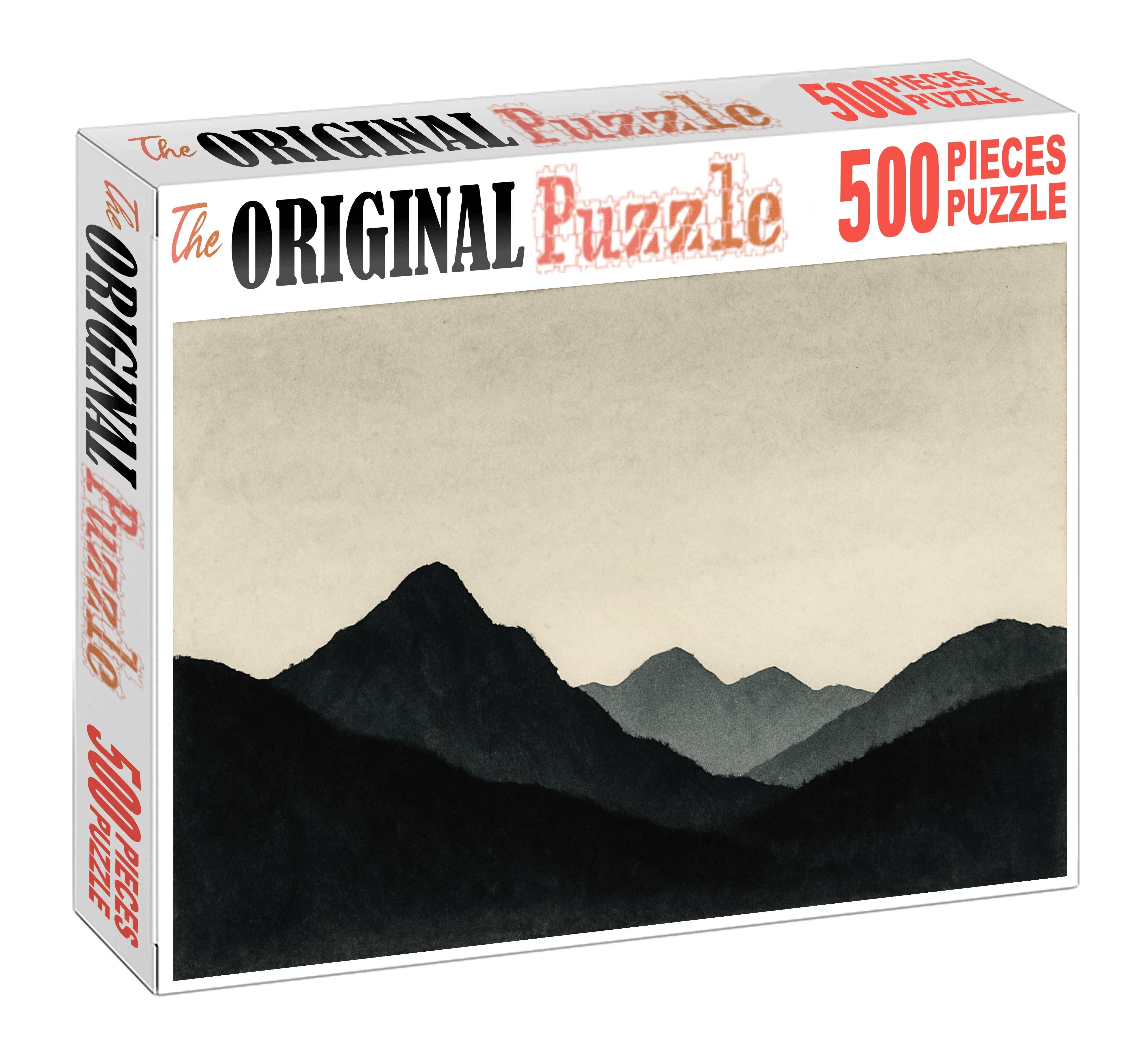 Mountain Peak Silhouette Minimalist Ink Wash With Bold Horizon Lines Puzzle Collection