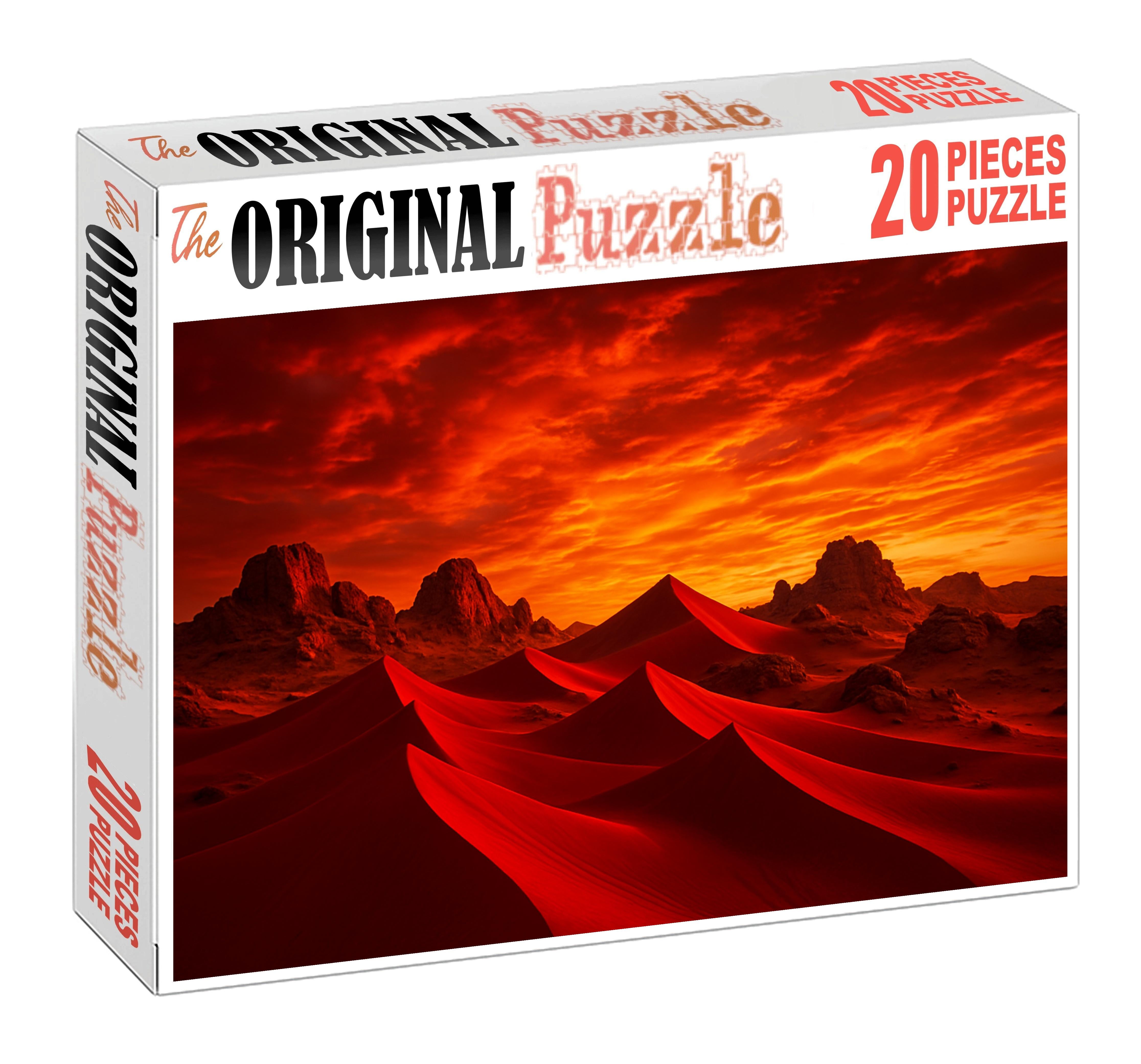 Crimson Crest Plateau Rugged Red Sands Beneath Fiery Skies Premium Puzzle Pieces