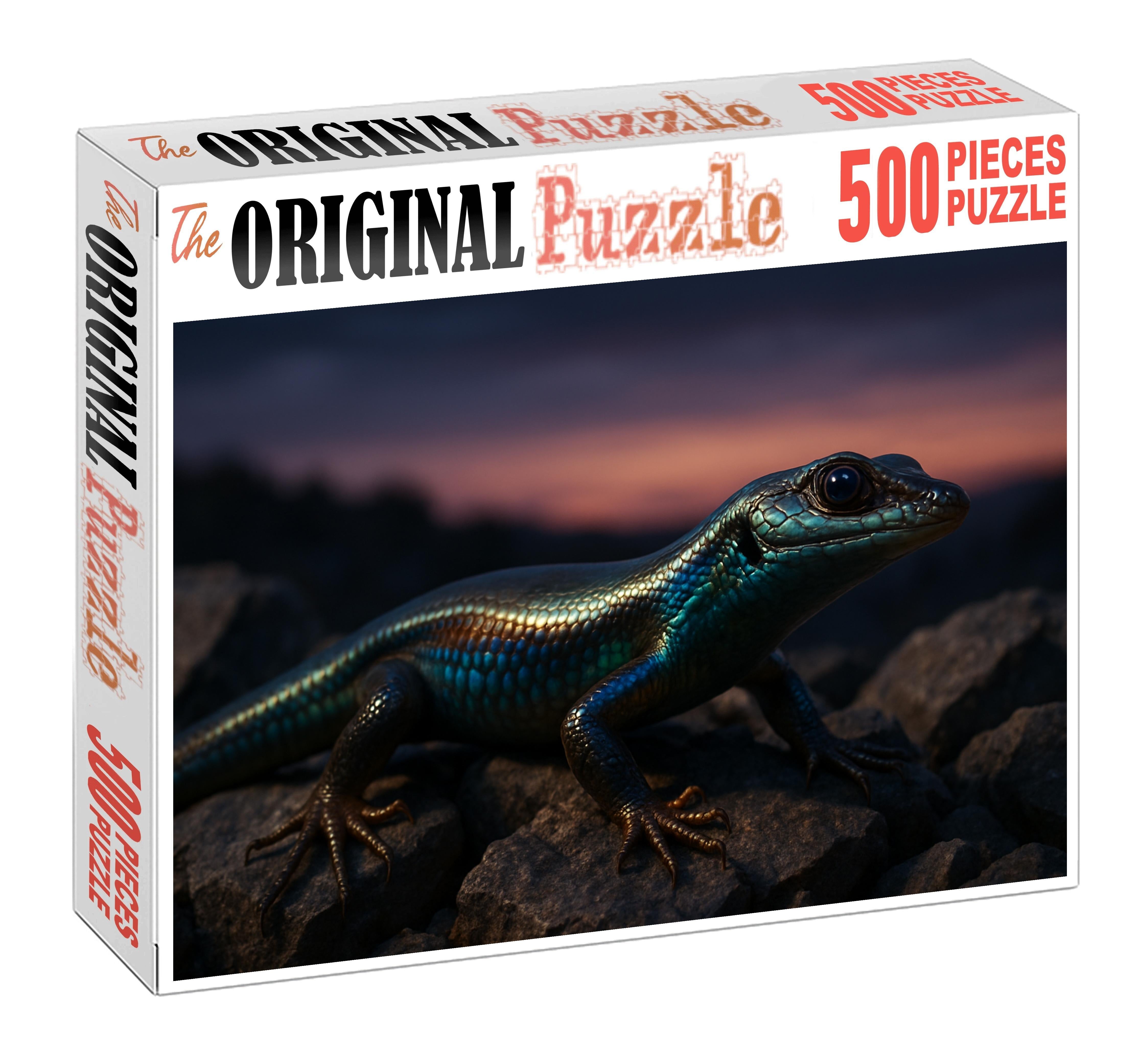 Twilight Strider Elusive Desert Lizard With Iridescent Skin And Rapid Reflexes 100 Piece Puzzle