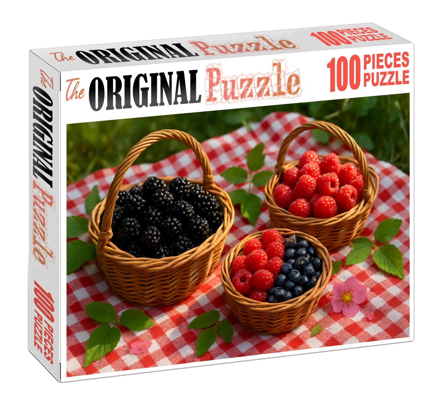 Picnic Pleasures Hand-picked Wild Berries In Natural Woven Containers Premium Puzzle Pieces