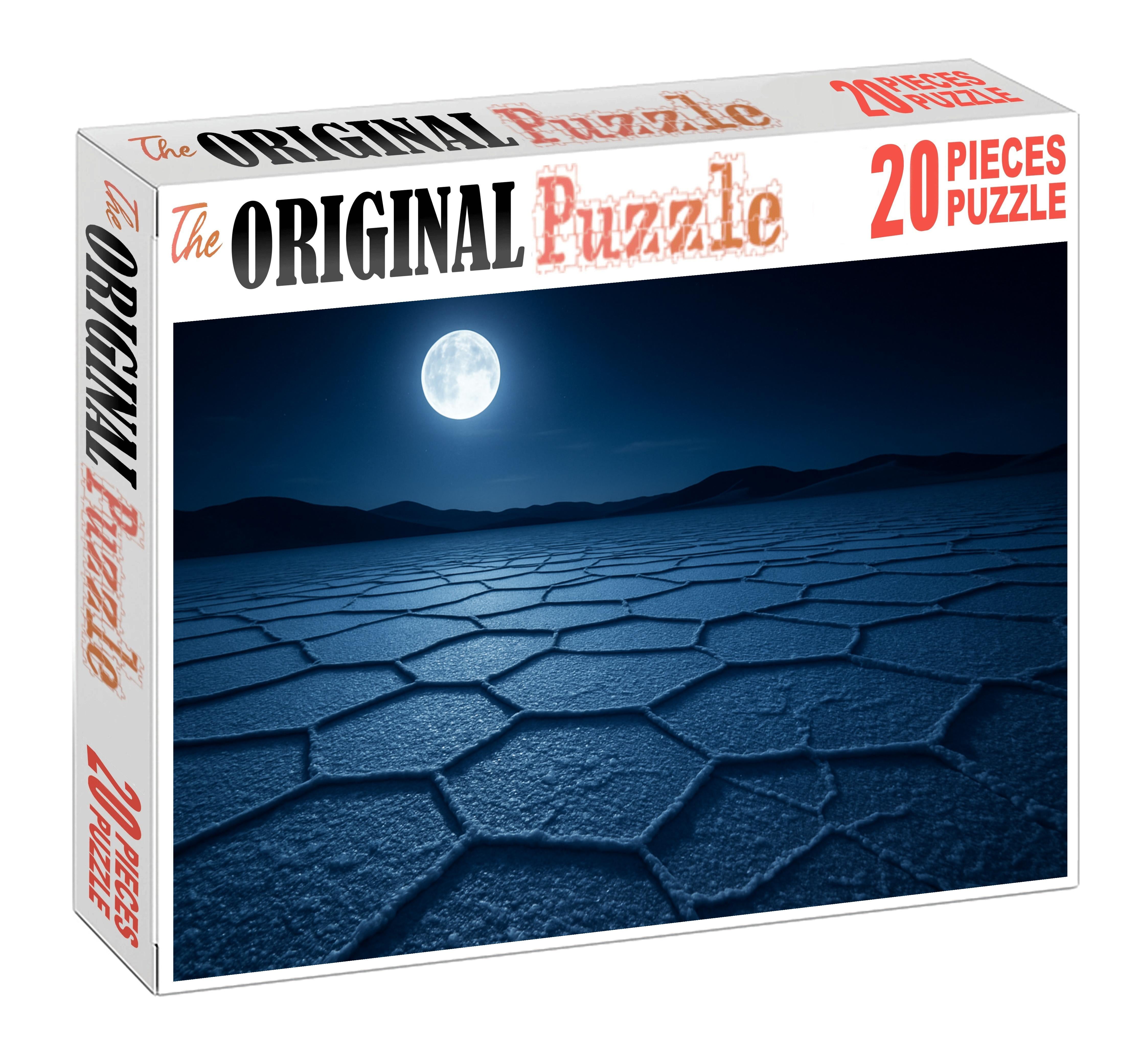 Silver Mirage Basin Moonlit Salt Flats Sparkling Like Diamonds Premium Puzzle Pieces