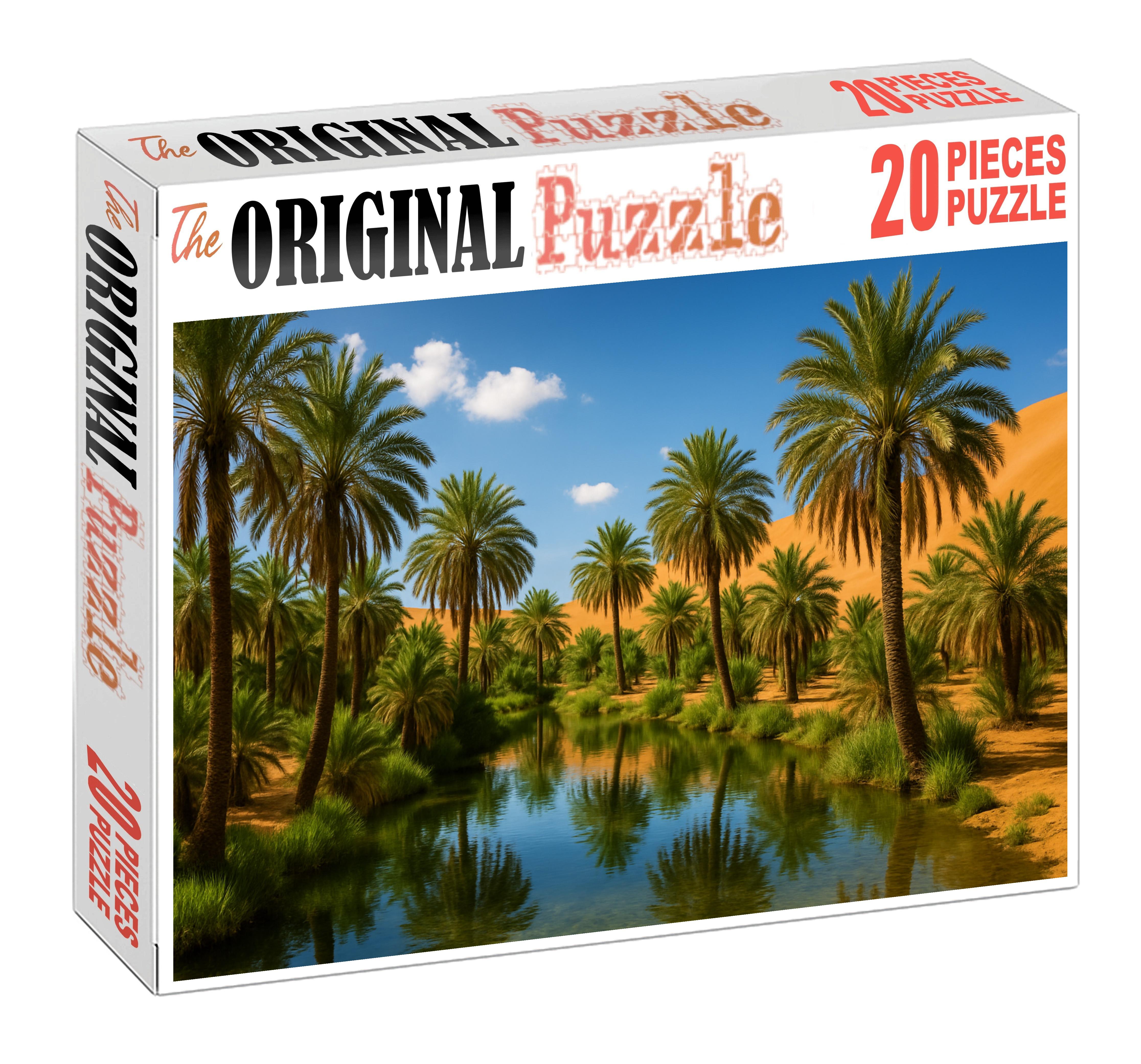Emerald Oasis Refuge Lush Haven In Golden Sands Premium Puzzle Pieces