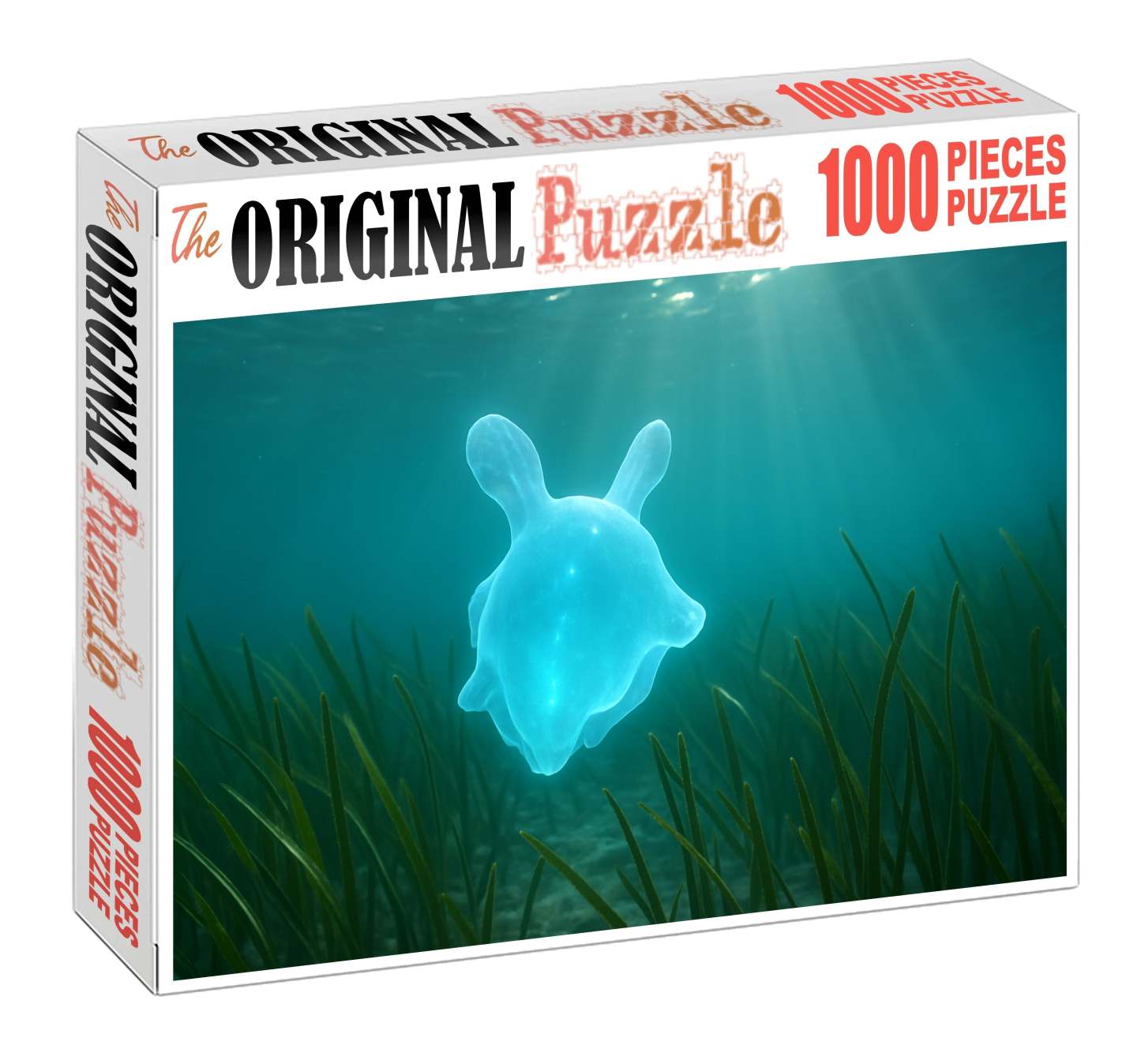 Azure Tide Drifter Graceful Marine Invertebrate With Translucent Blue Tentacles Mini Puzzle
