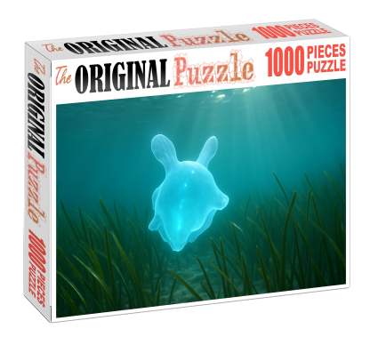 Azure Tide Drifter Graceful Marine Invertebrate With Translucent Blue Tentacles Mini Puzzle