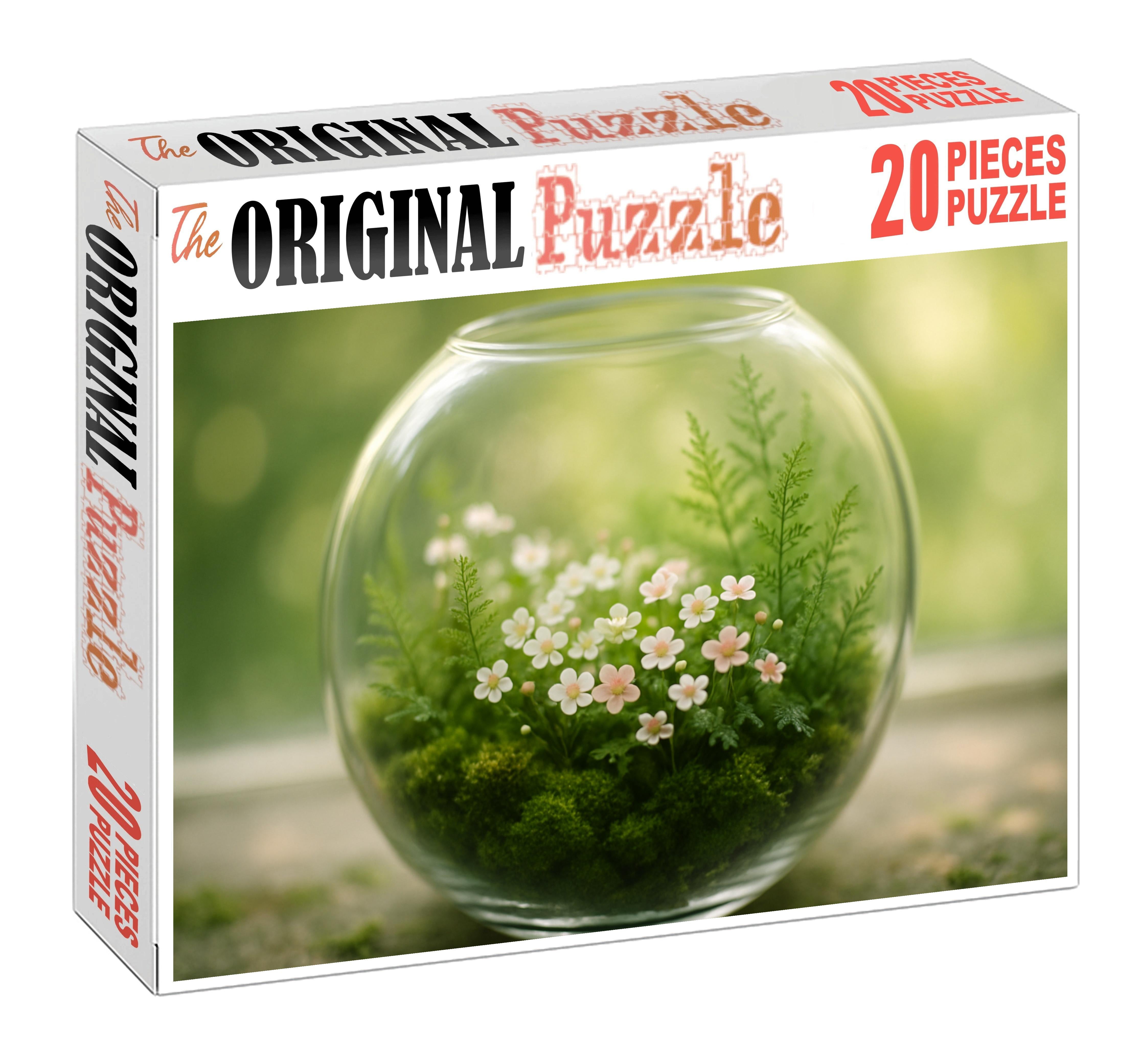 Mossy Woodland Terrarium Miniature White And Pale Pink Blooms Among Fern-like Greenery 50 Piece Puzzle