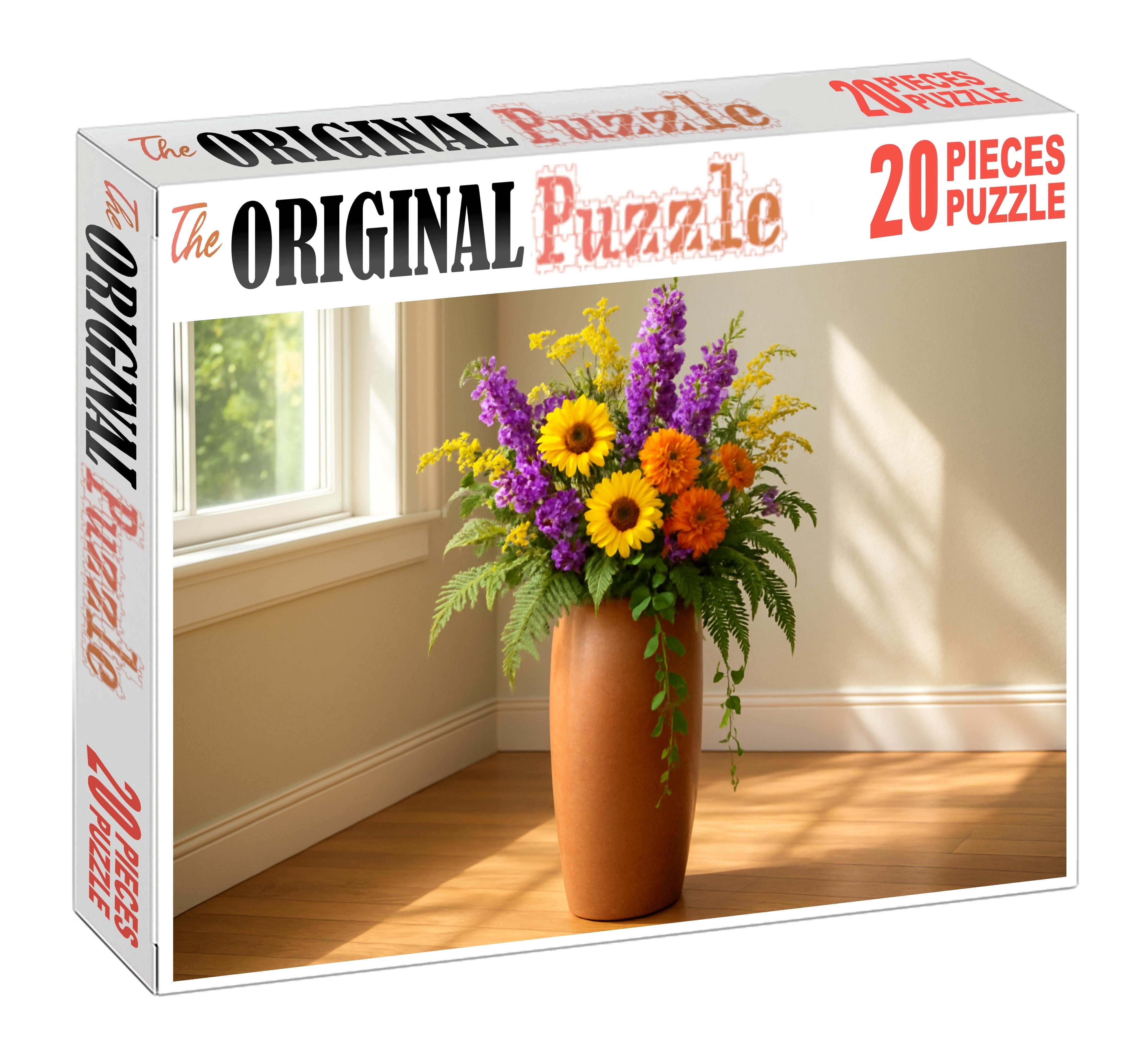 Bohemian Wildflower Floor Vase Vibrant Mix Of Bright Hues And Textured Greens Family Puzzles