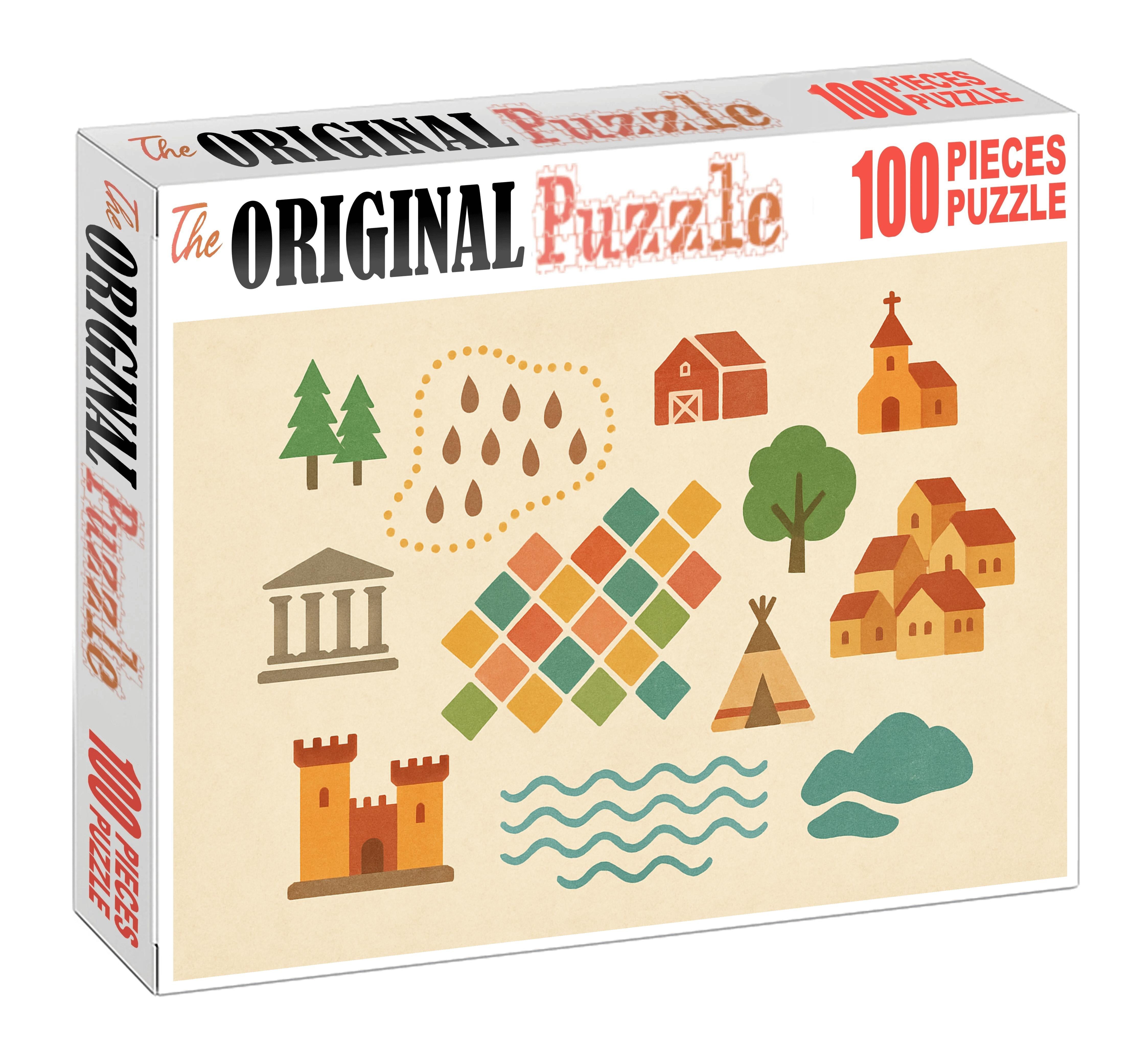 Cultural Landscape Symbol Map Puzzle Collection