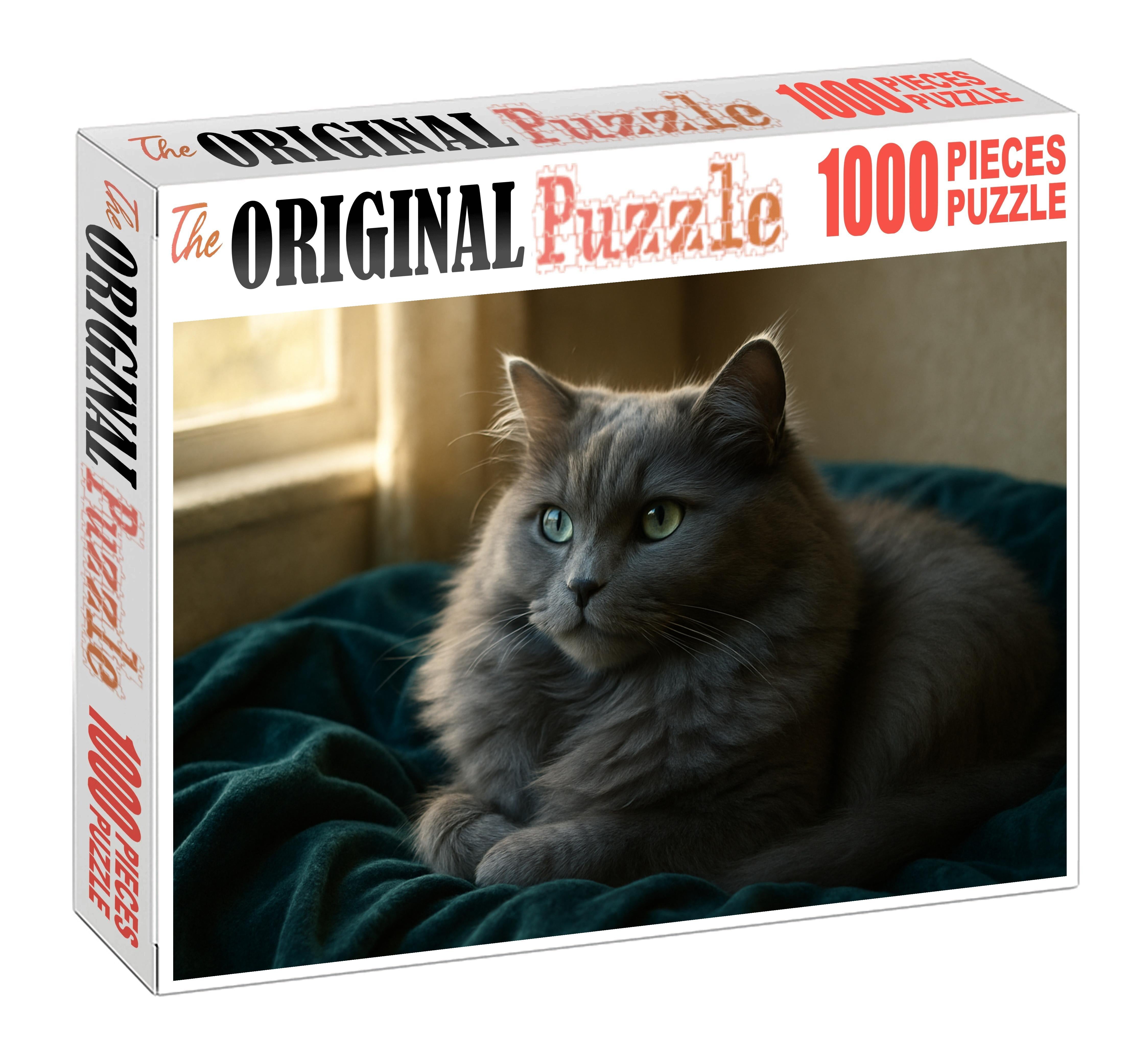 Opaline Mist Silky Blue-grey Longhair With Gentle Disposition Puzzle Fun