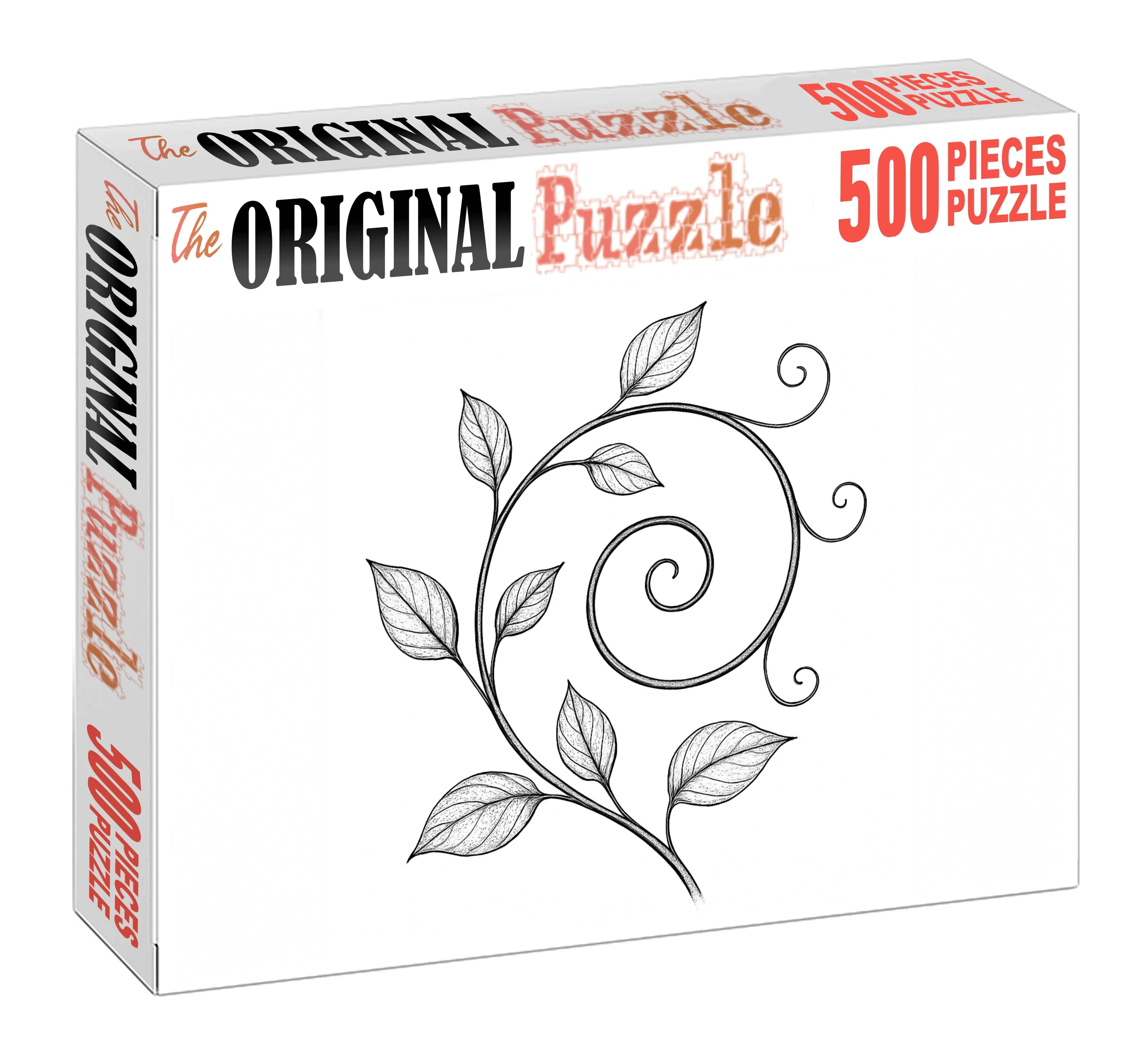 Botanical Vine Spiral Ink Pen Linear Study With Delicate Tendril Detail Puzzle For Kids