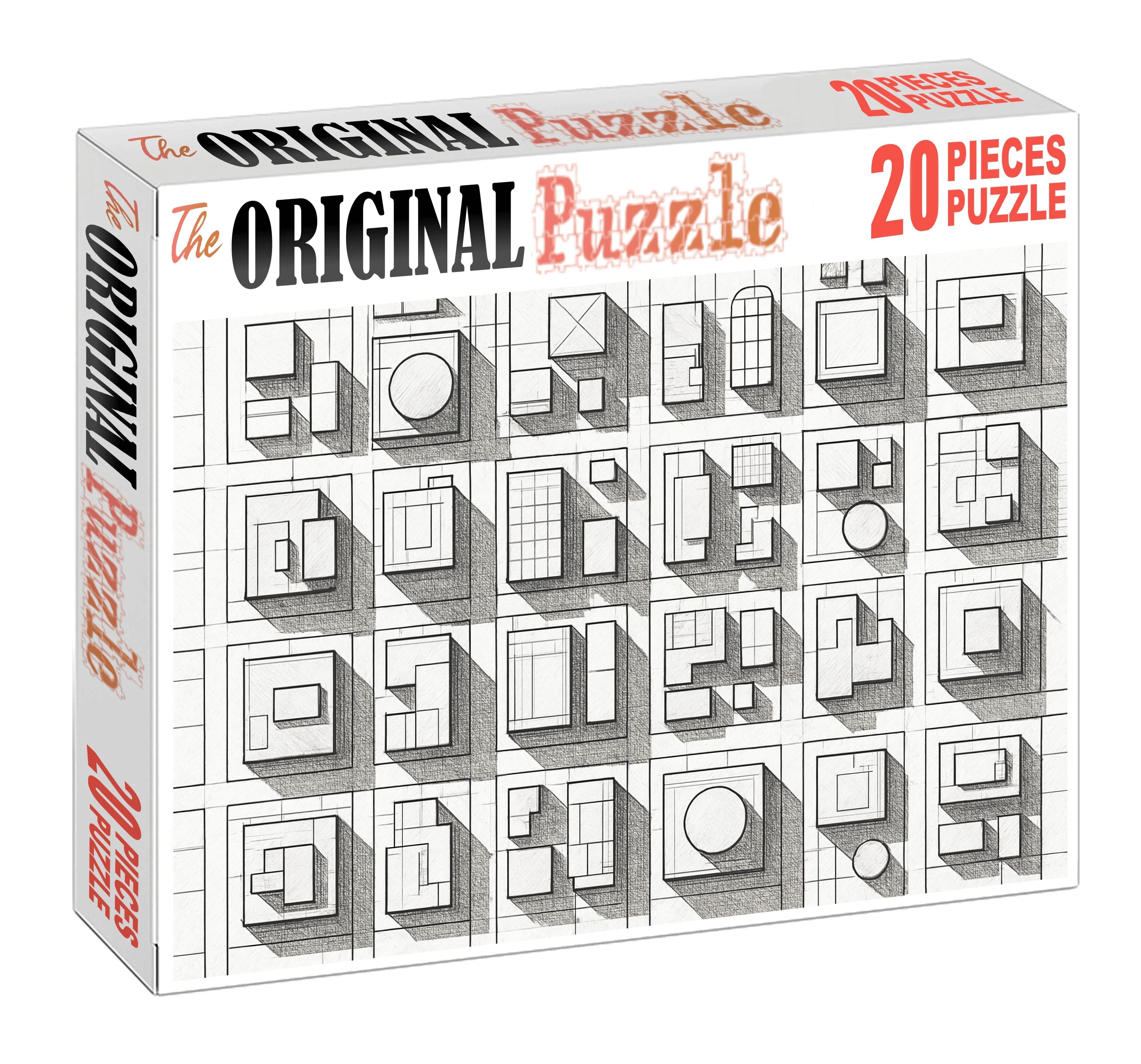 Futuristic City Grid Technical Pen Illustration With Geometric Precision Large Format Puzzle