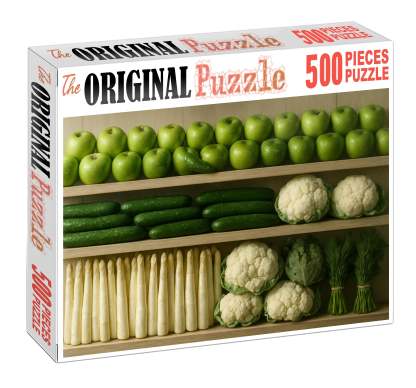 Verdant Market Aisle Green And White Vegetable And Fruit Fusion 500 Piece Puzzle