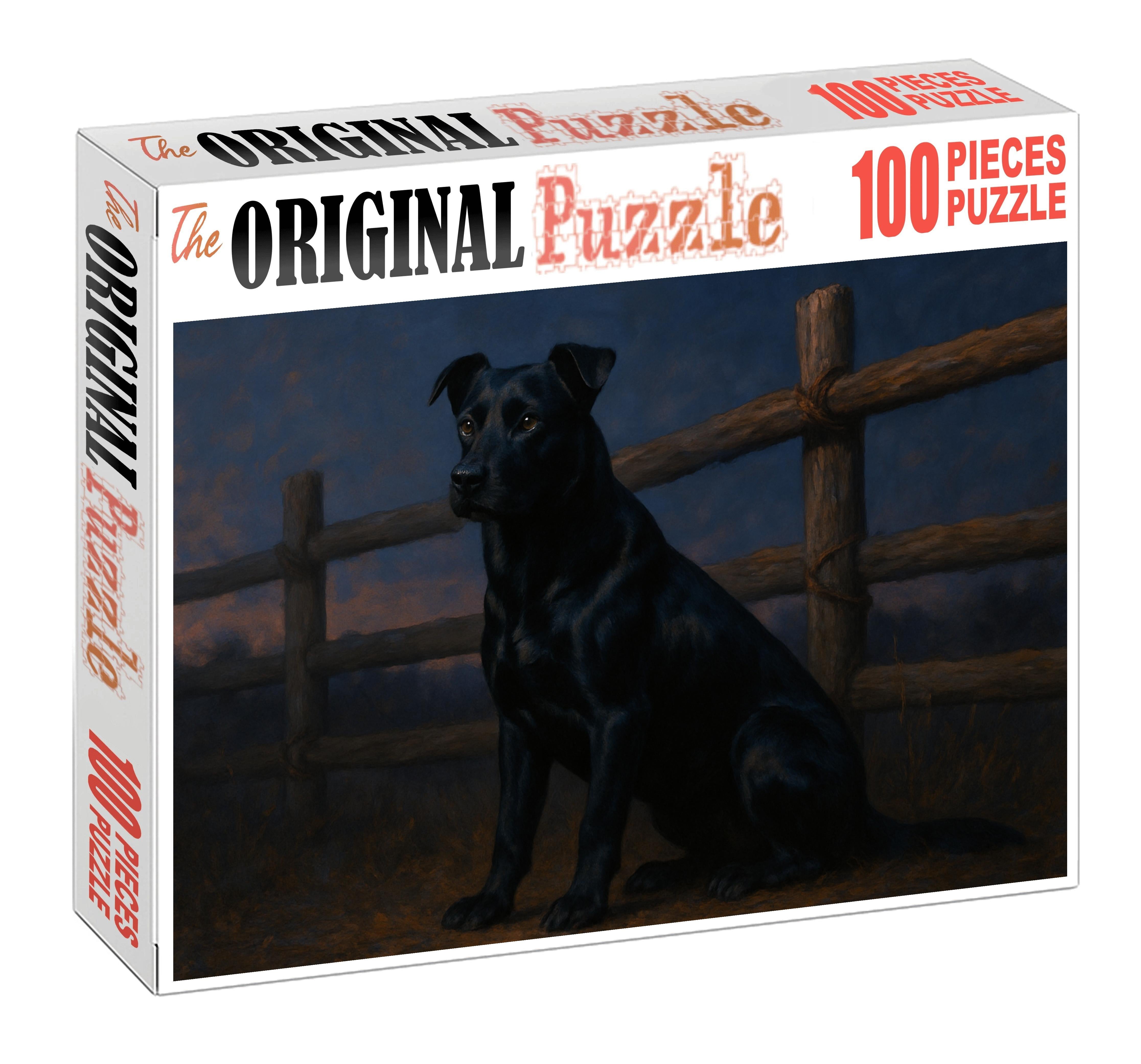 Obsidian Pelt Dense Black Guard Dog With Steady Temperament Puzzle Collection