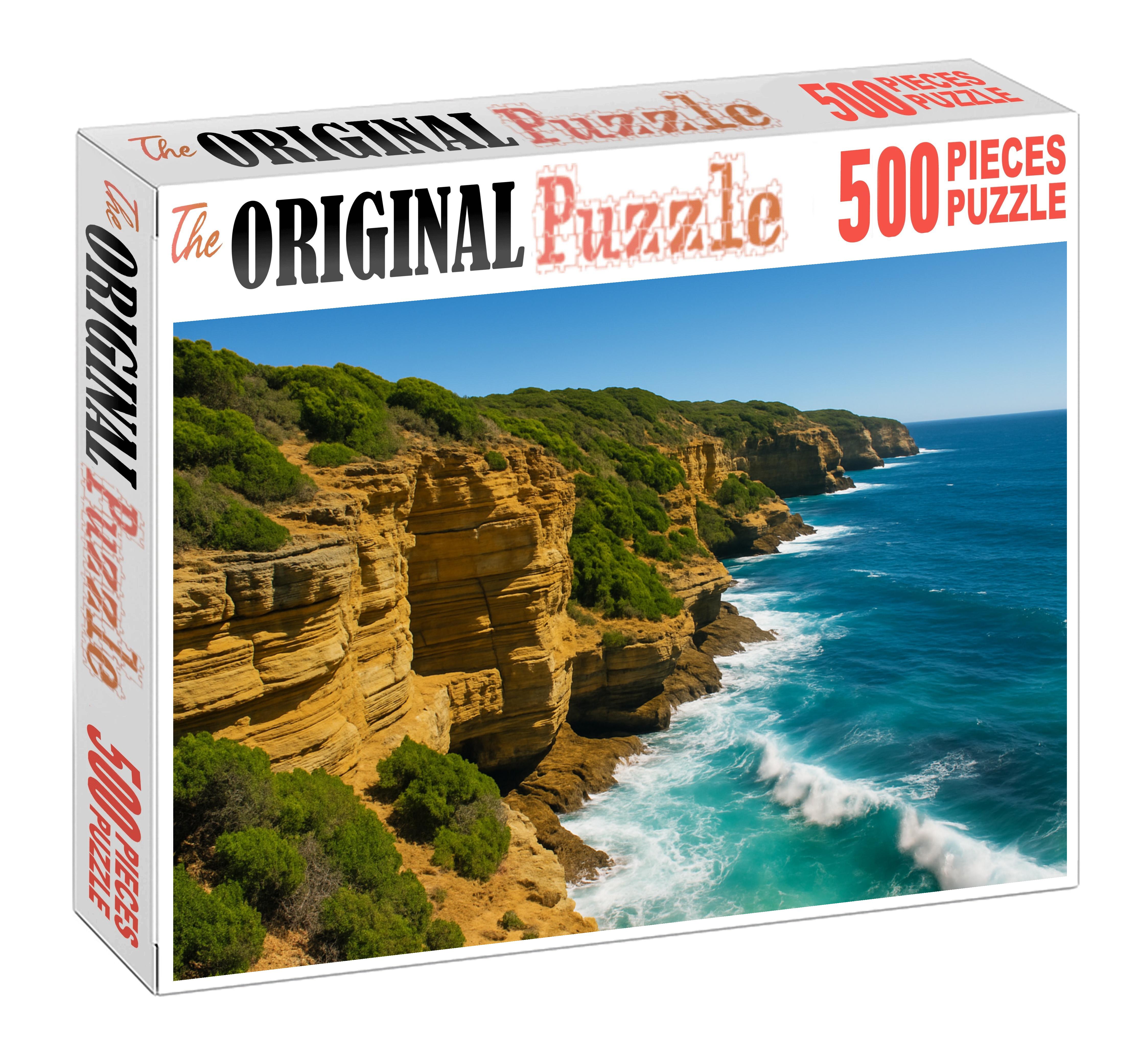 Sunlit Coastal Cliffs Premium Puzzle Pieces