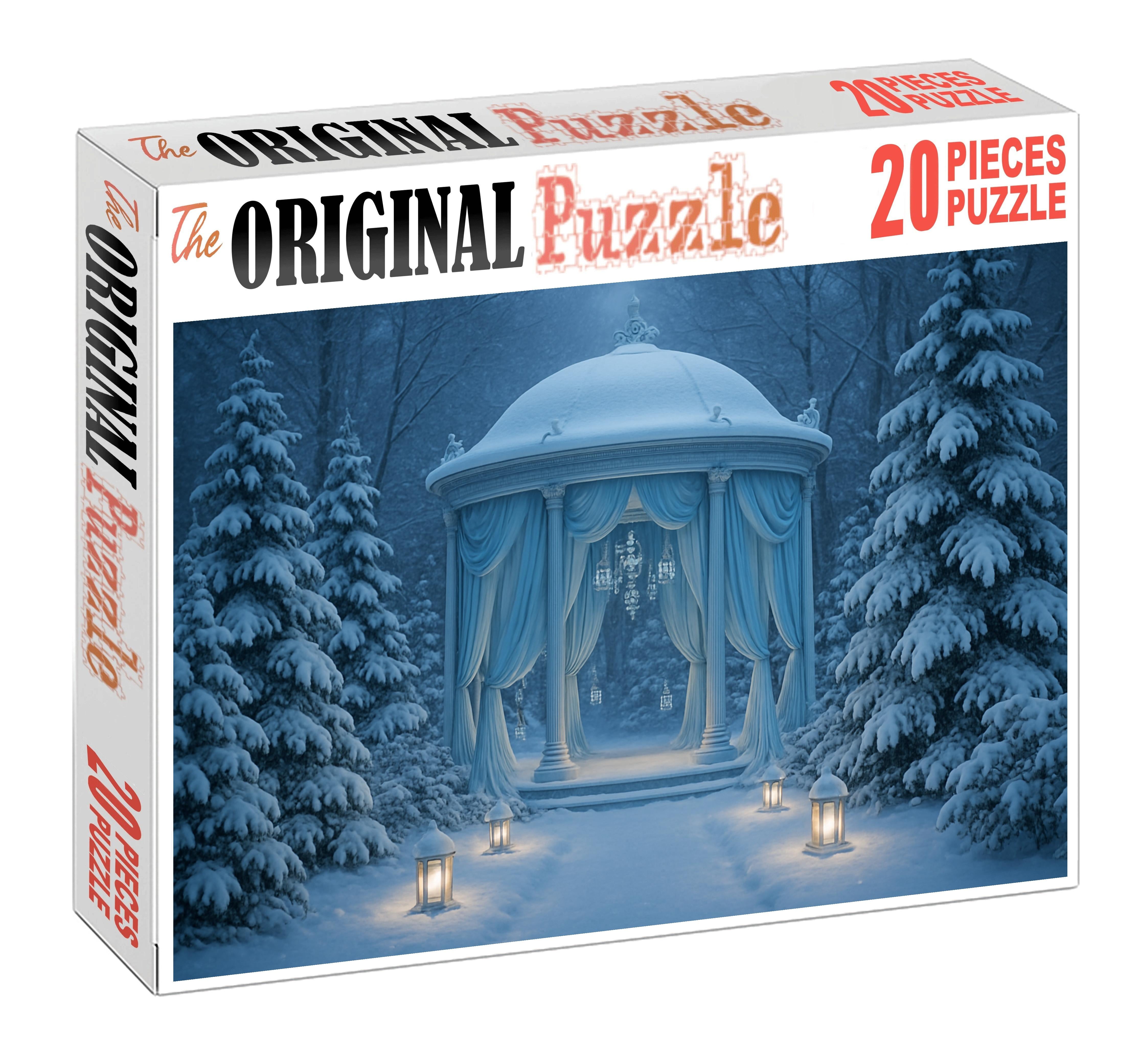 Crystal Frost Pavilion Icy Blue Elegance In A Winter Garden 20 Piece Puzzle