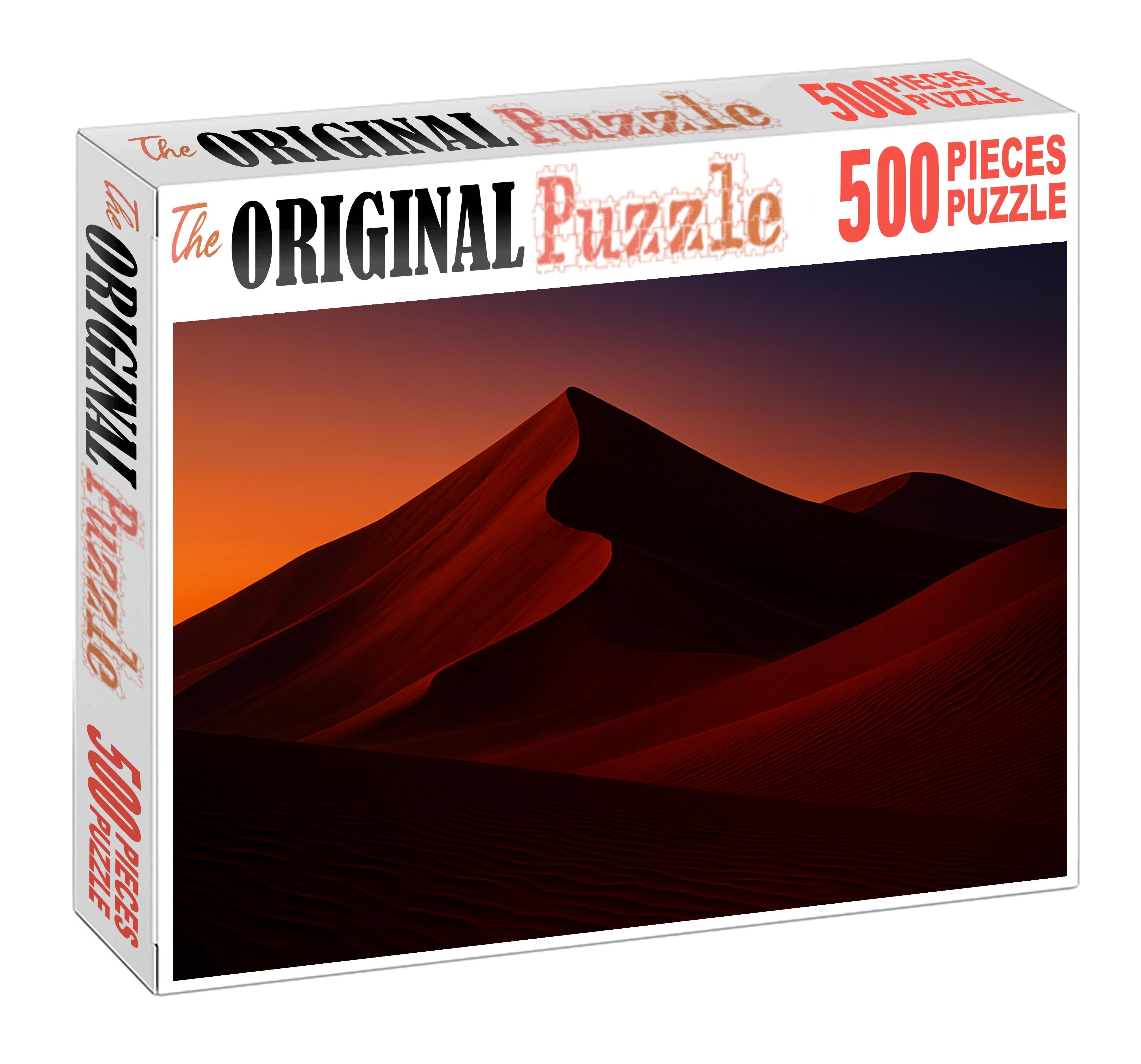 Crimson Dune Crest Vibrant Slopes Under Twilights Embrace Puzzle For Kids