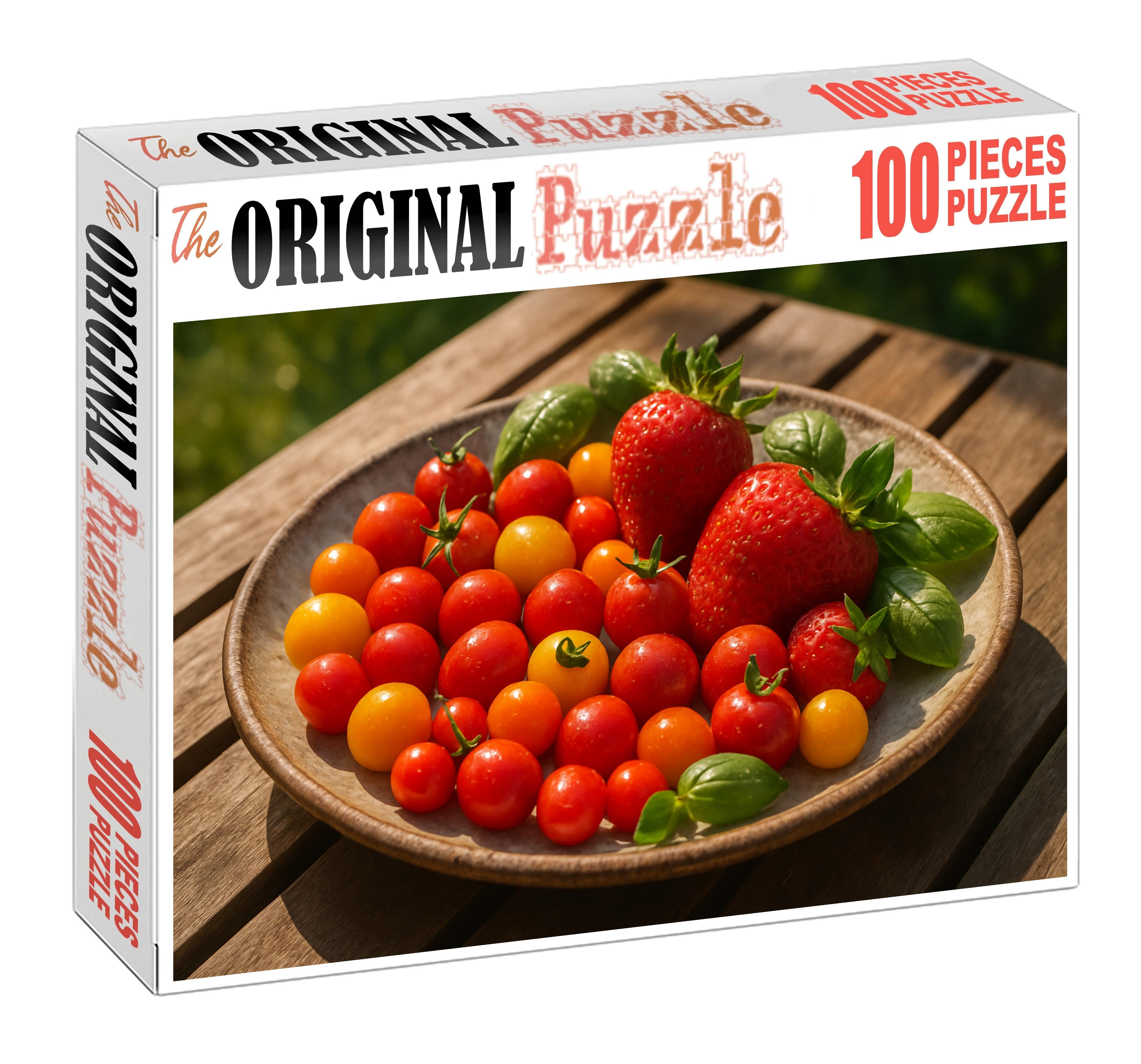 Garden Fusion Tomato Varieties Mixed With Strawberries And Basil Leaves 20 Piece Puzzle
