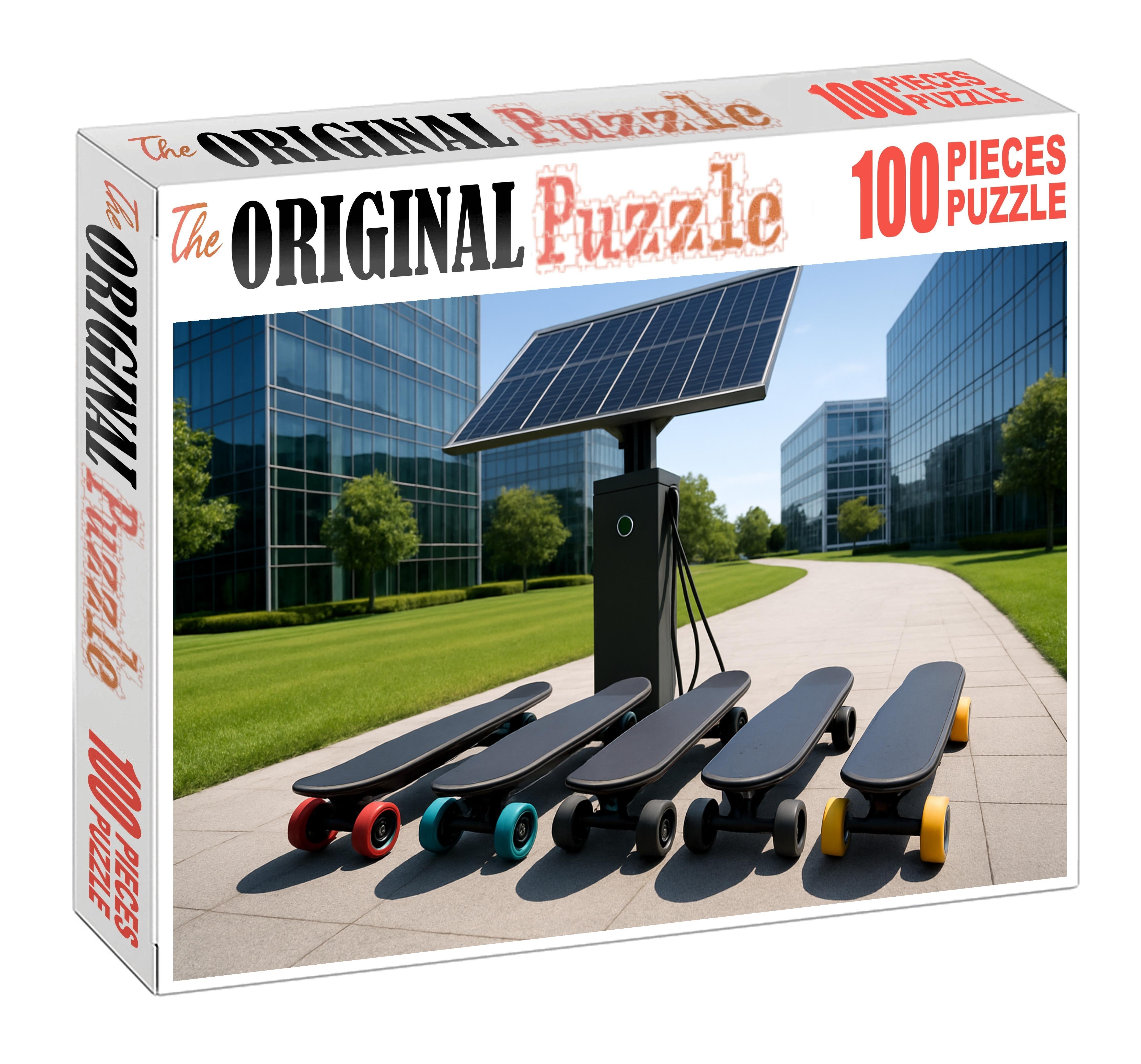 Solar-assisted Electric Skateboard Shuttle Premium Puzzle Pieces