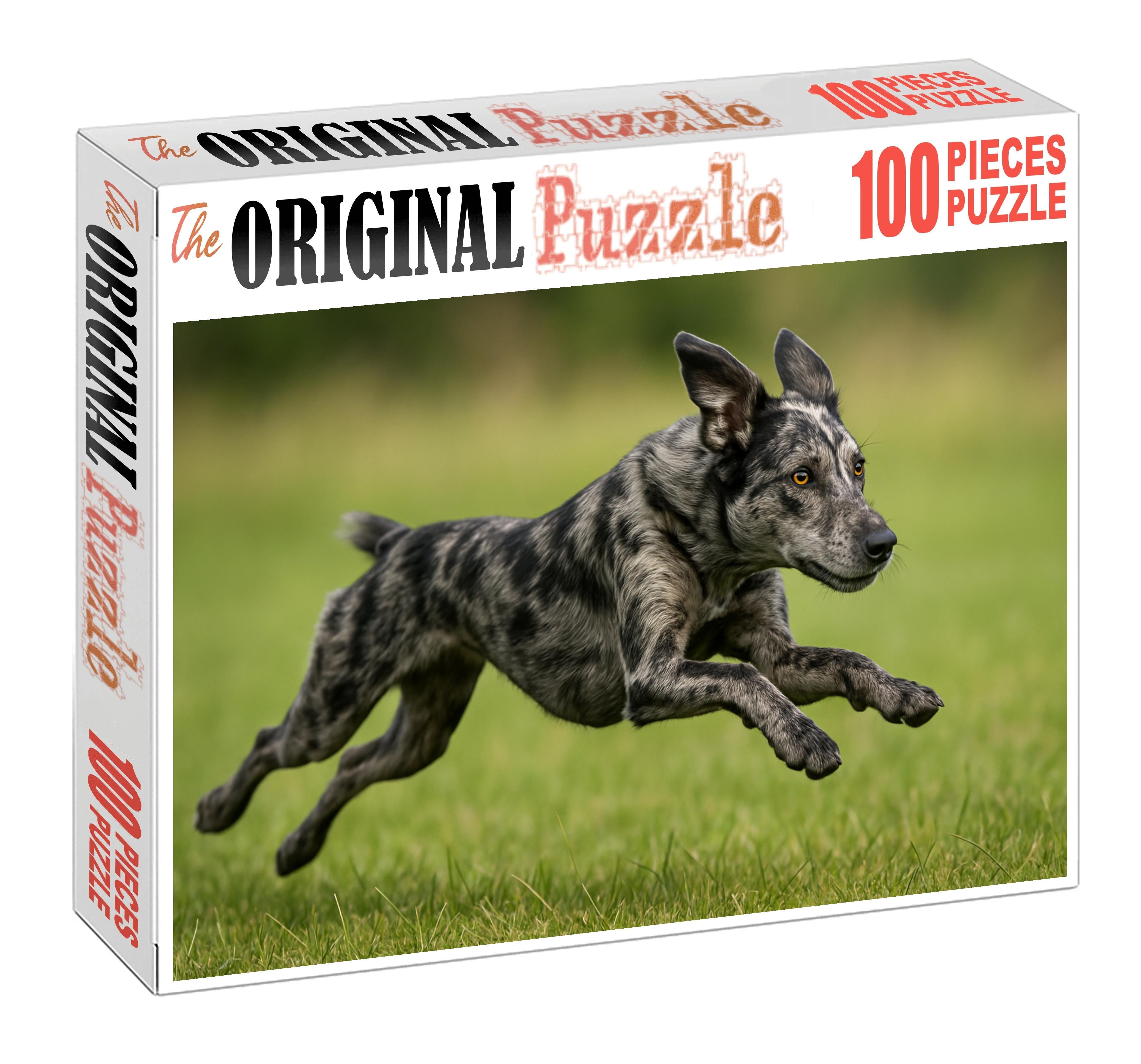 Dusky Marble Mottled Gray-black Herding Dog With Agile Grace Puzzle For Kids