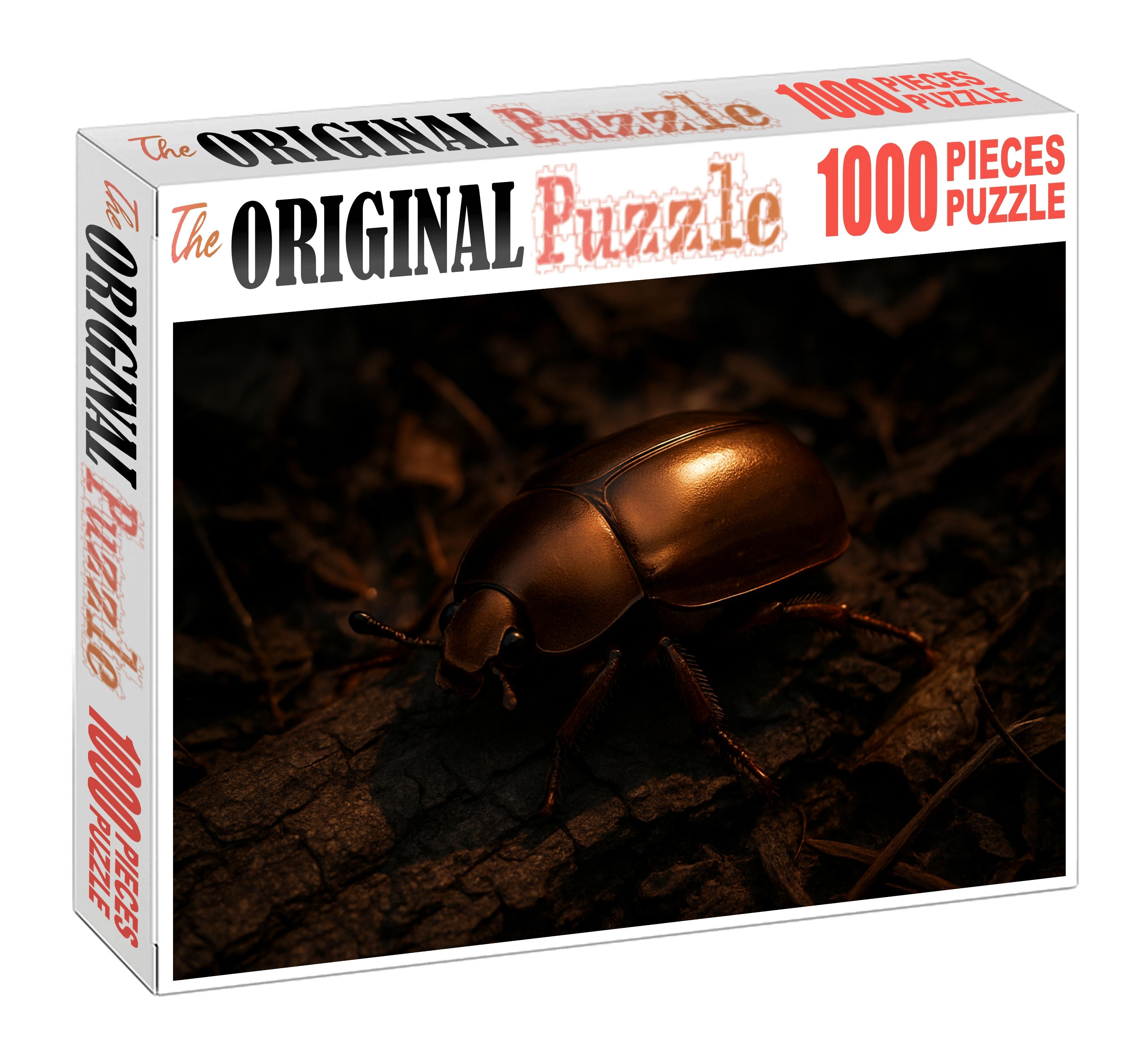 Burnished Ironclad Beetle Armored Insect With Metallic Bronze Shell Puzzle Fun