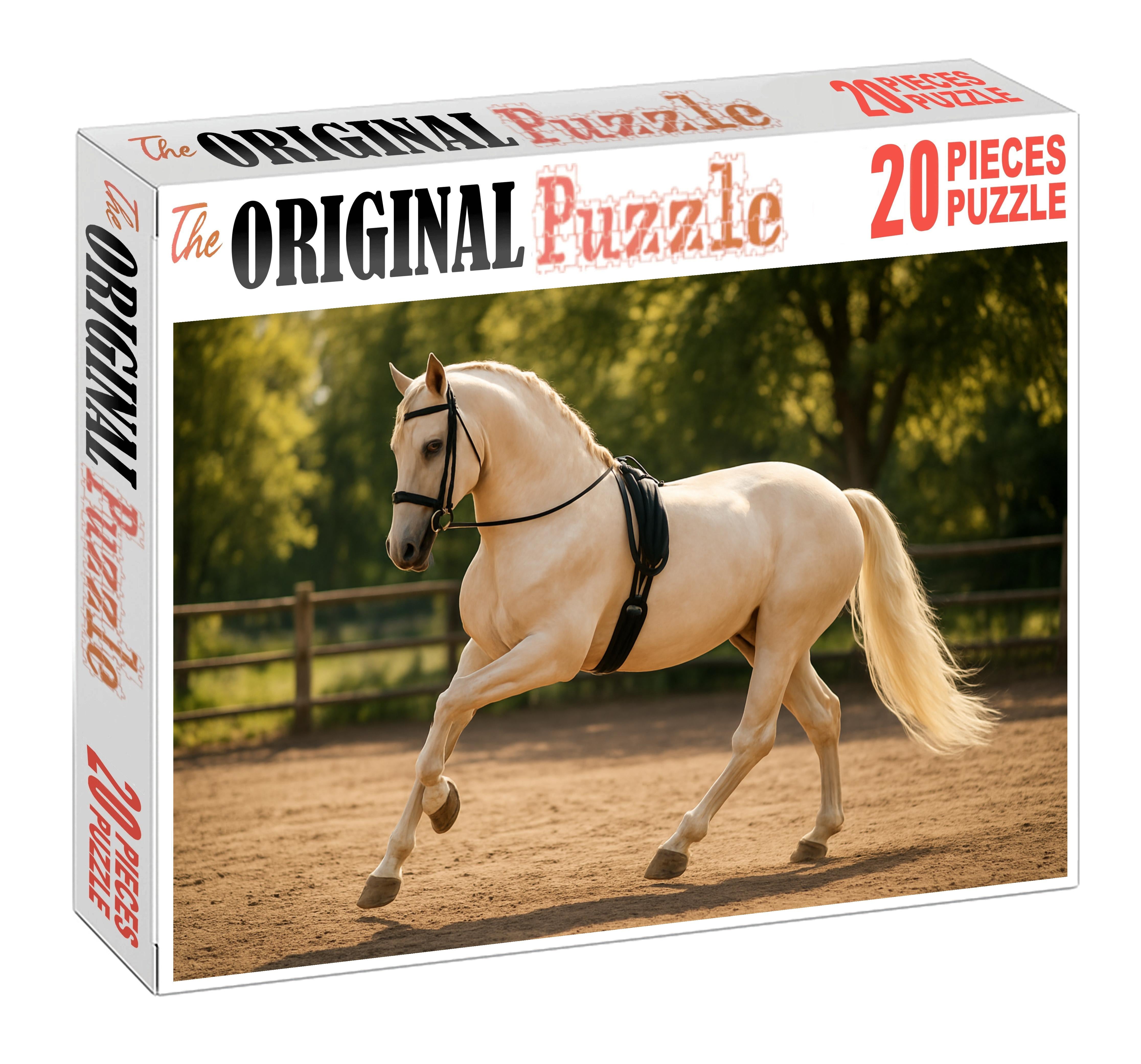 Golden Mist Elegant Cream Champagne Mare With Supple Dressage Movements Puzzle For Kids
