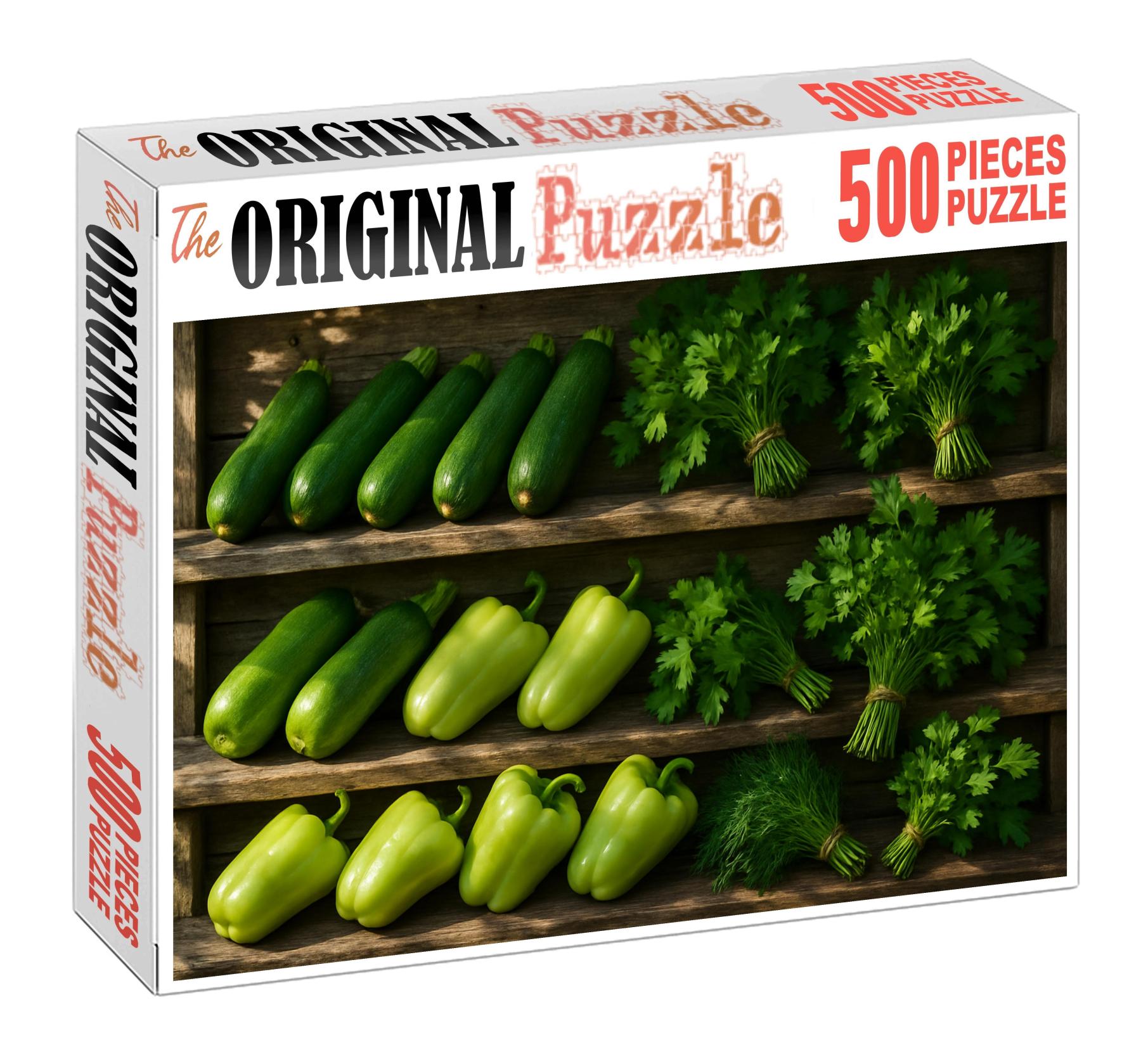 Green Market Fresh Zucchini Green Peppers And Fresh Herb Bounty 100 Piece Puzzle