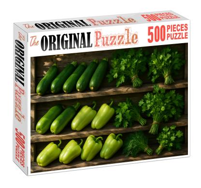Green Market Fresh Zucchini Green Peppers And Fresh Herb Bounty 100 Piece Puzzle