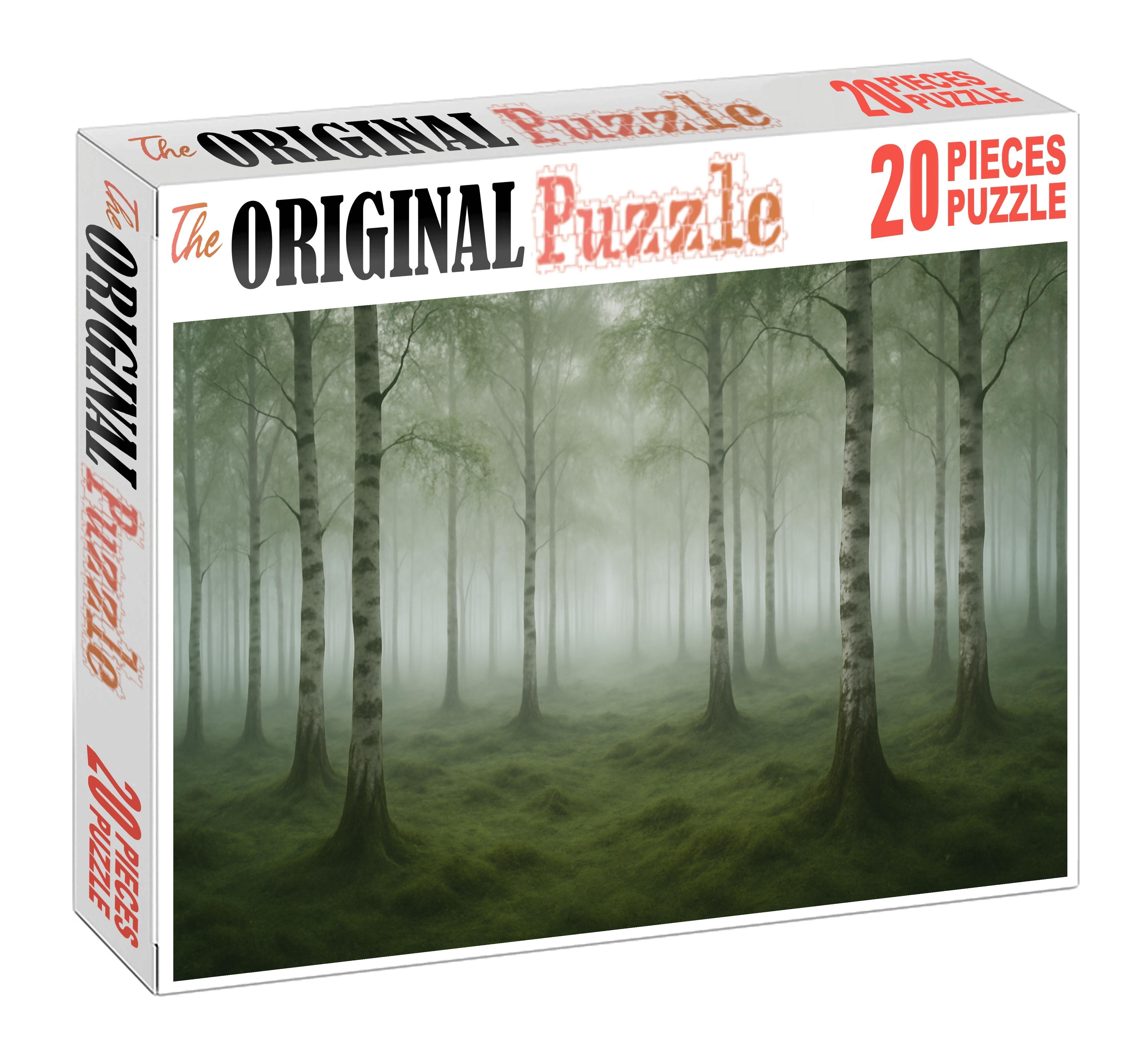 Silent Birch Grove In Morning Mist Puzzle For Kids