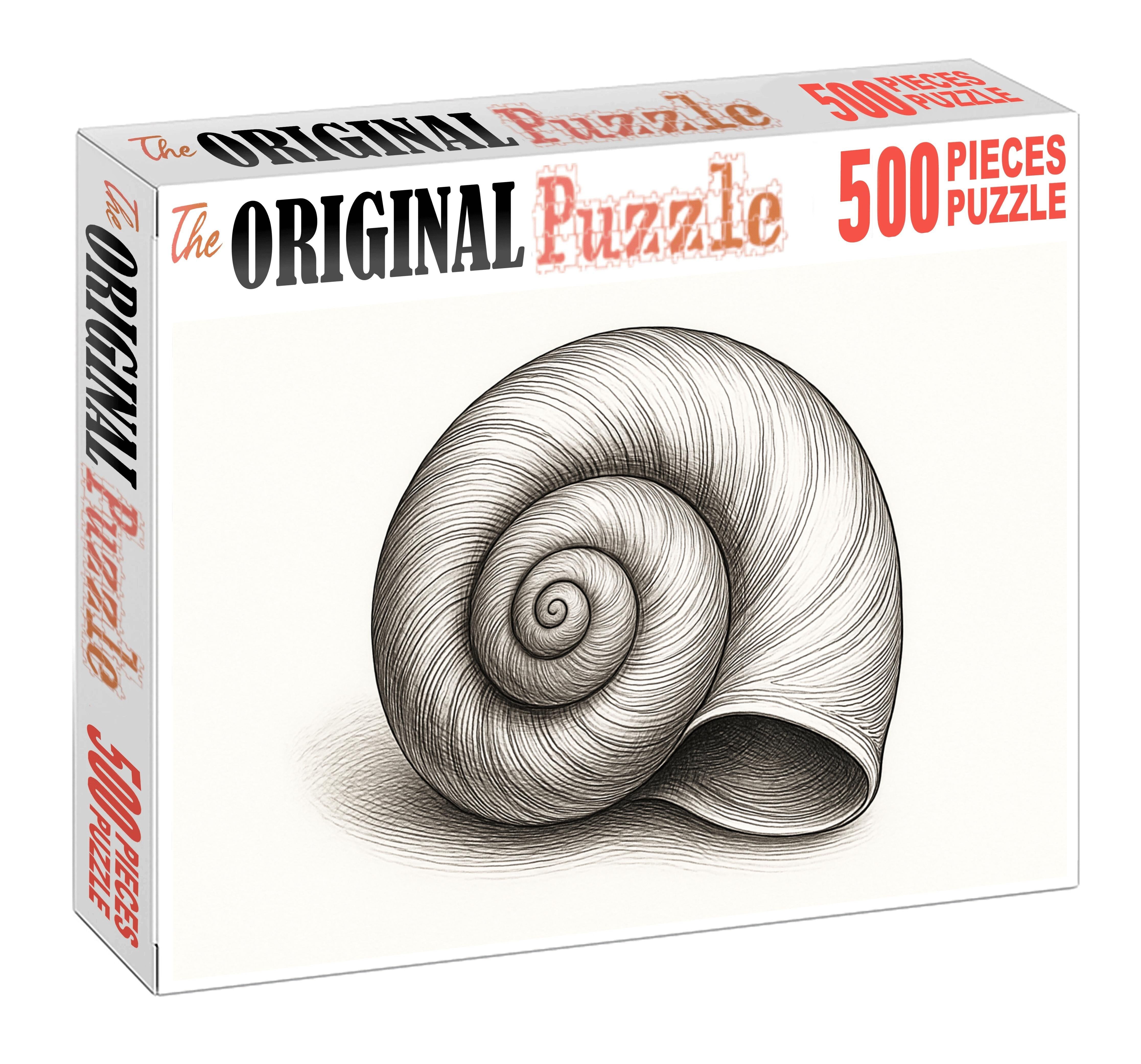 Intricate Shell Anatomy Finely Detailed Ink Study Of Marine Mollusk Custom Jigsaw Puzzle