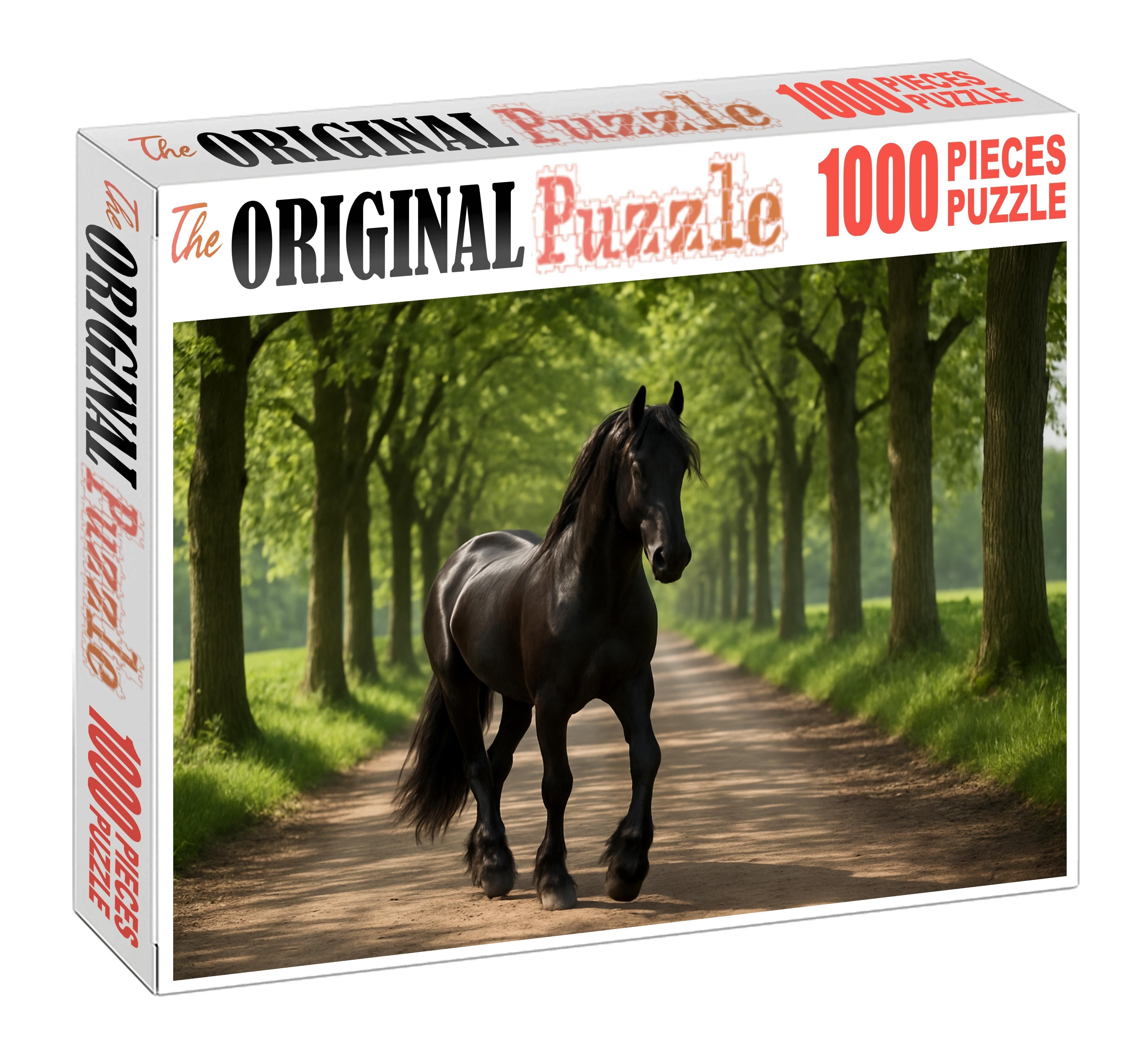 Midnight Velvet Gaiter Glossy Black Tennessee Walker Stallion With Smooth Rhythm Custom Jigsaw Puzzle