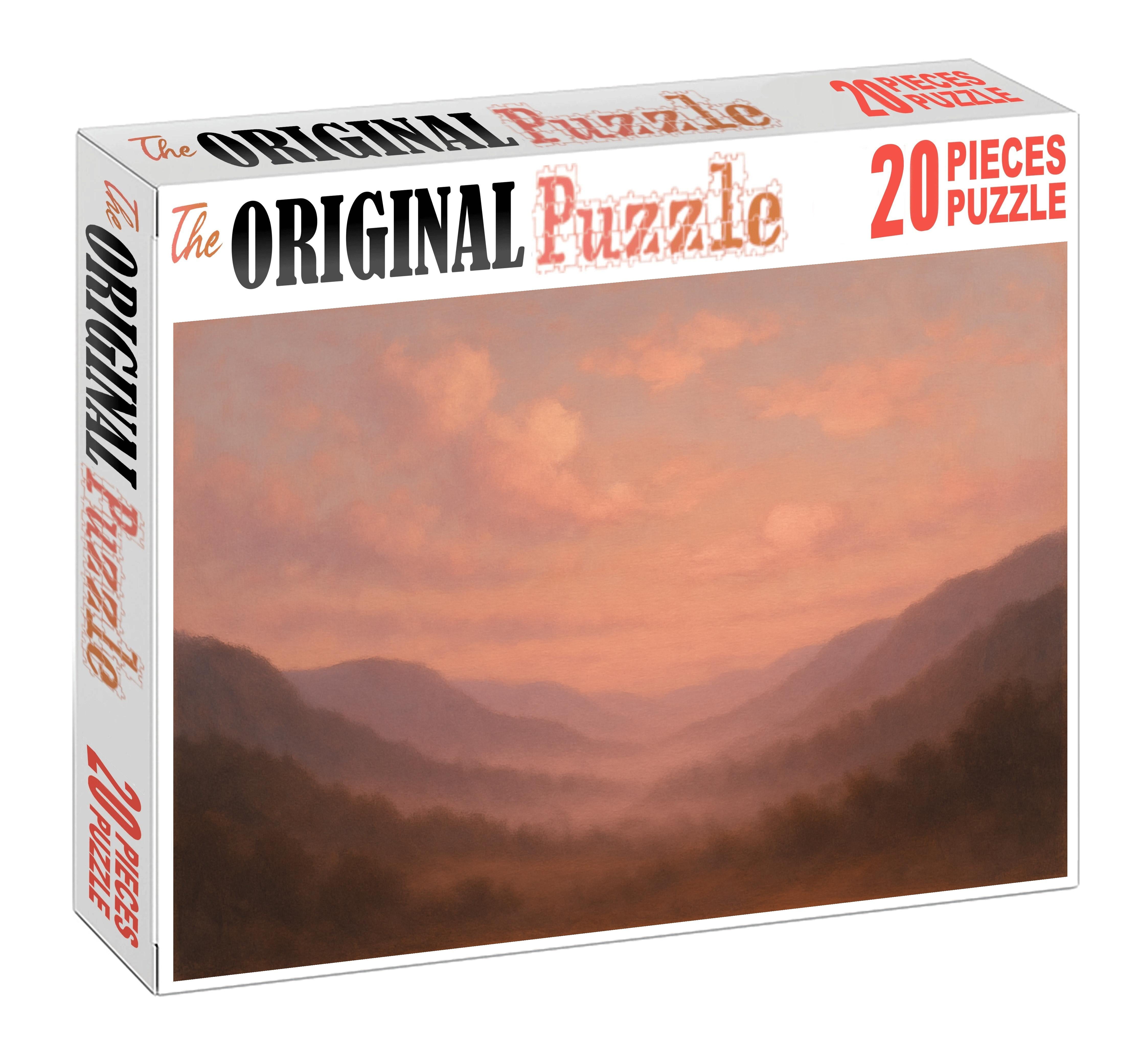 Soft Peach Mist Over Quiet Valley Mini Puzzle