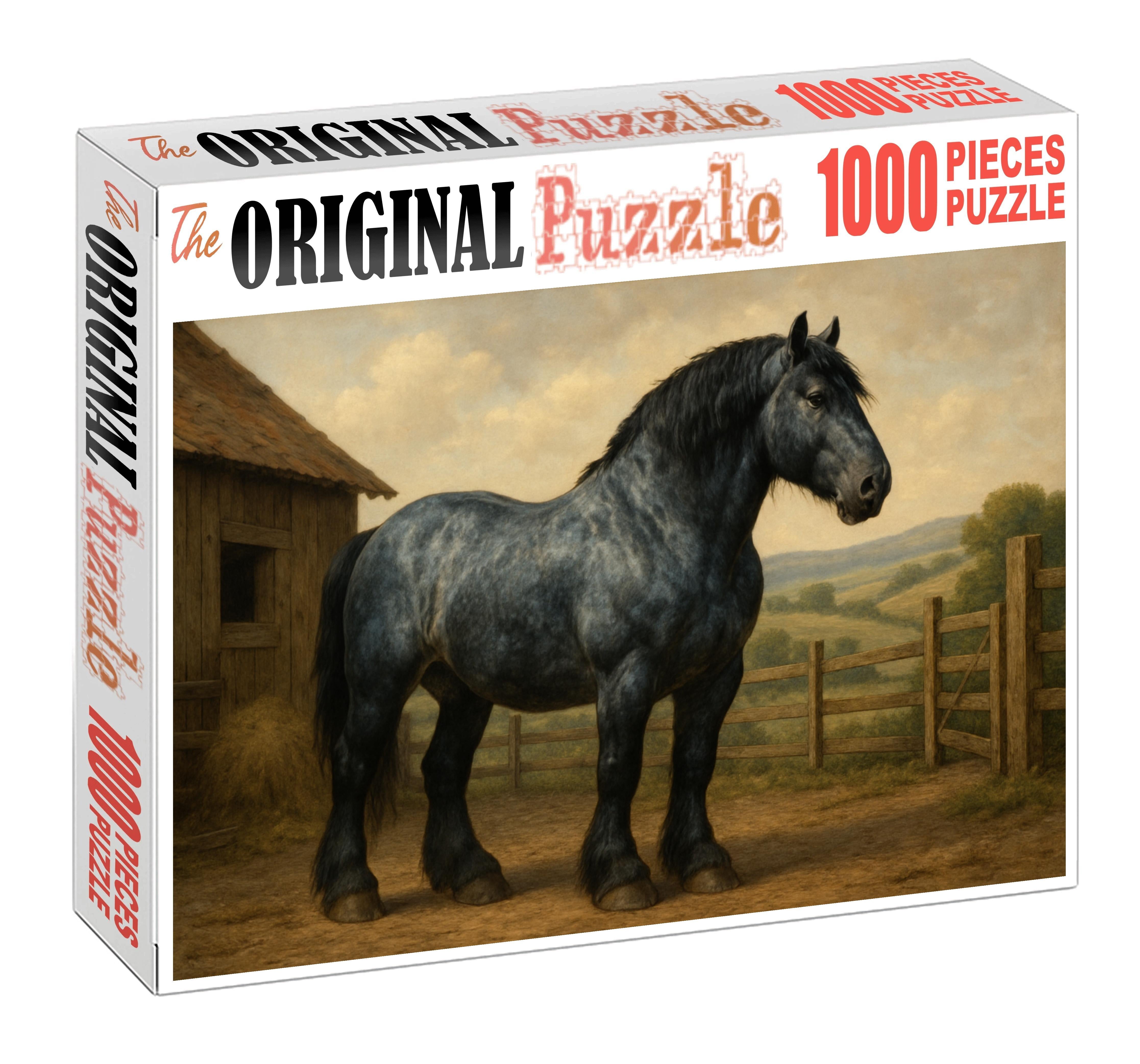 Storm Ridge Draft Massive Blue Roan Stallion With Powerful Presence Custom Jigsaw Puzzle