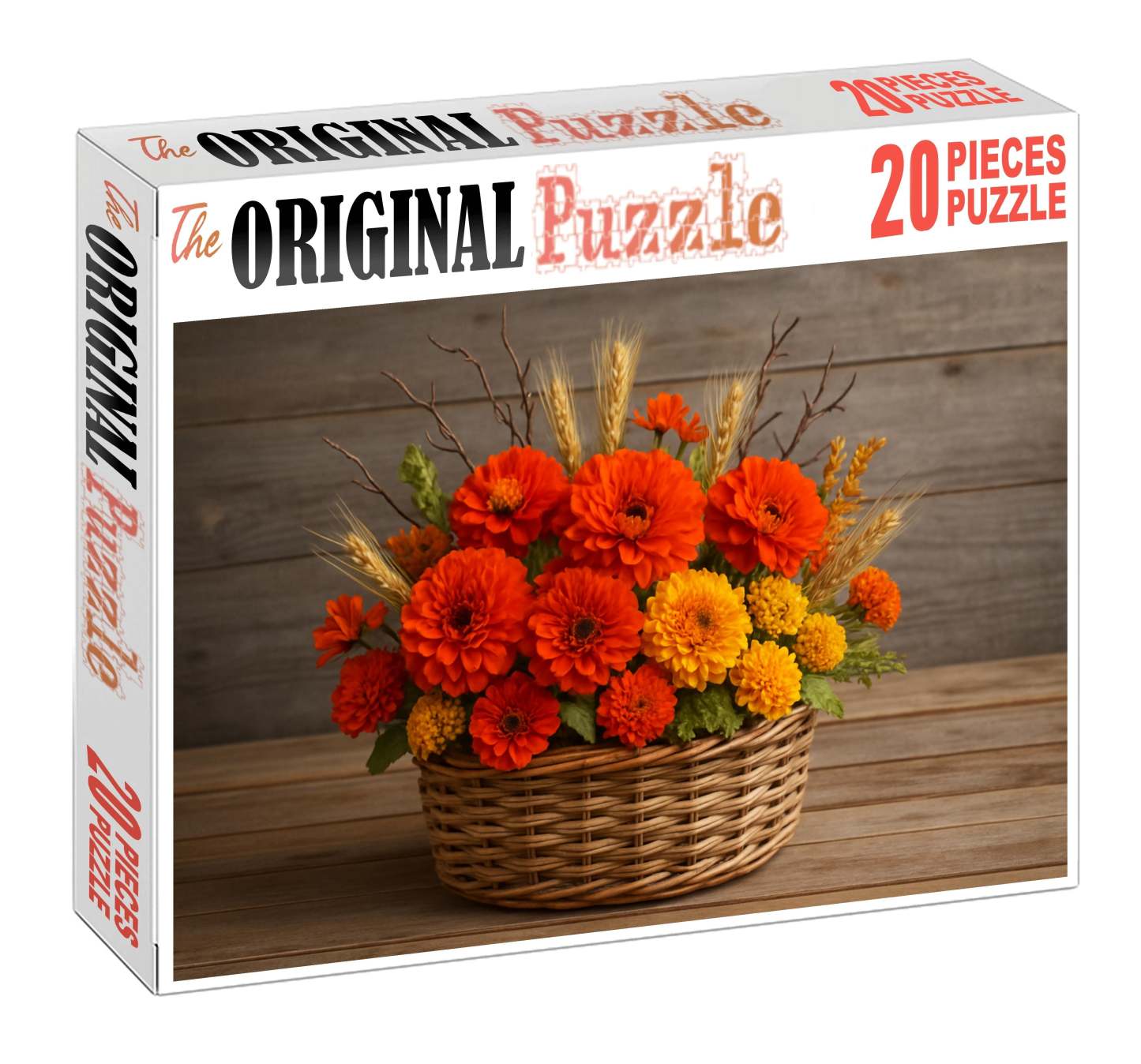 Rustic Autumn Harvest Basket Warm Orange Deep Red And Earthy Tones Family Puzzles