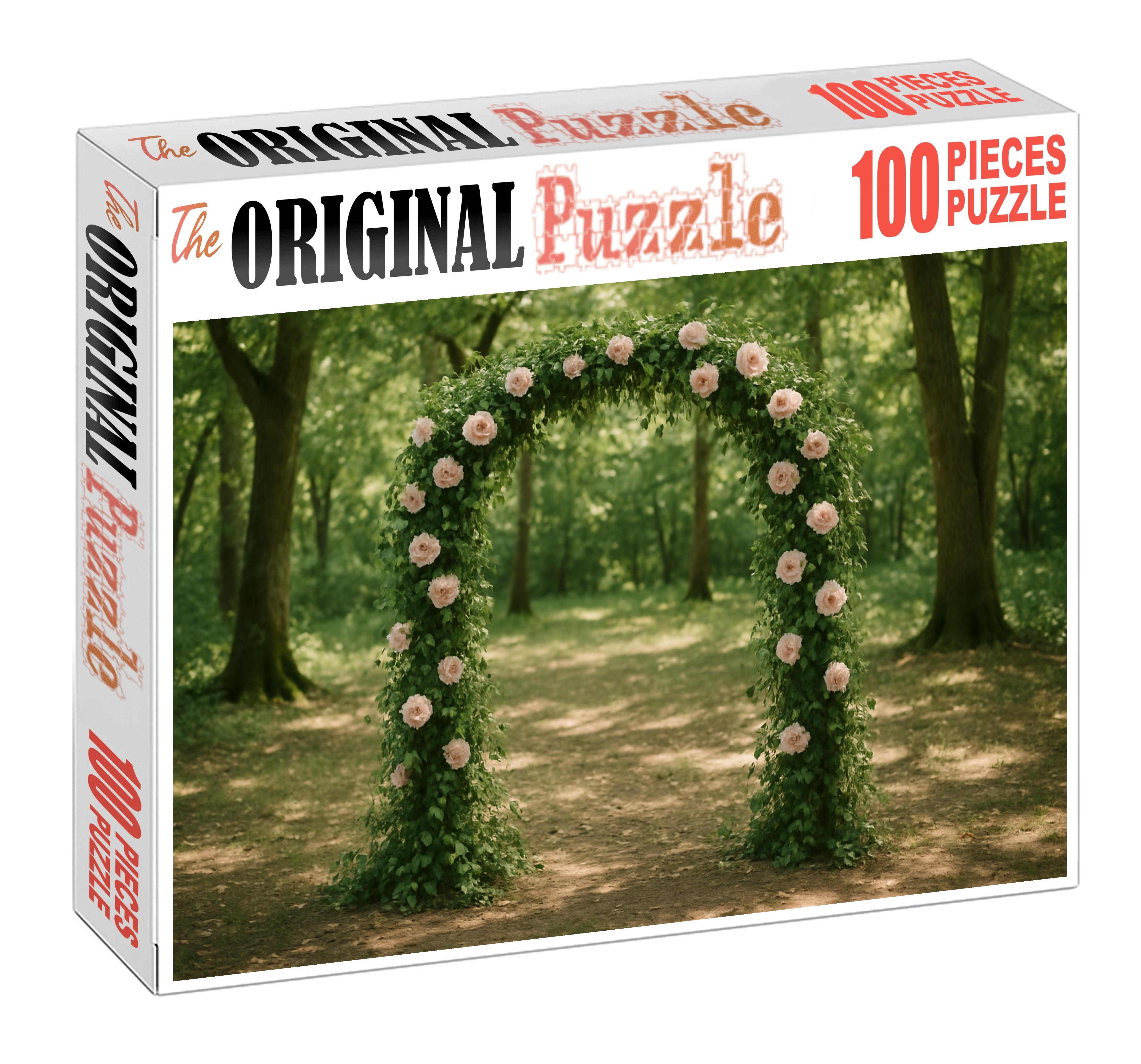 Enchanted Forest Wedding Arch Cascading Greenery And Soft Blush Flowers Family Puzzles