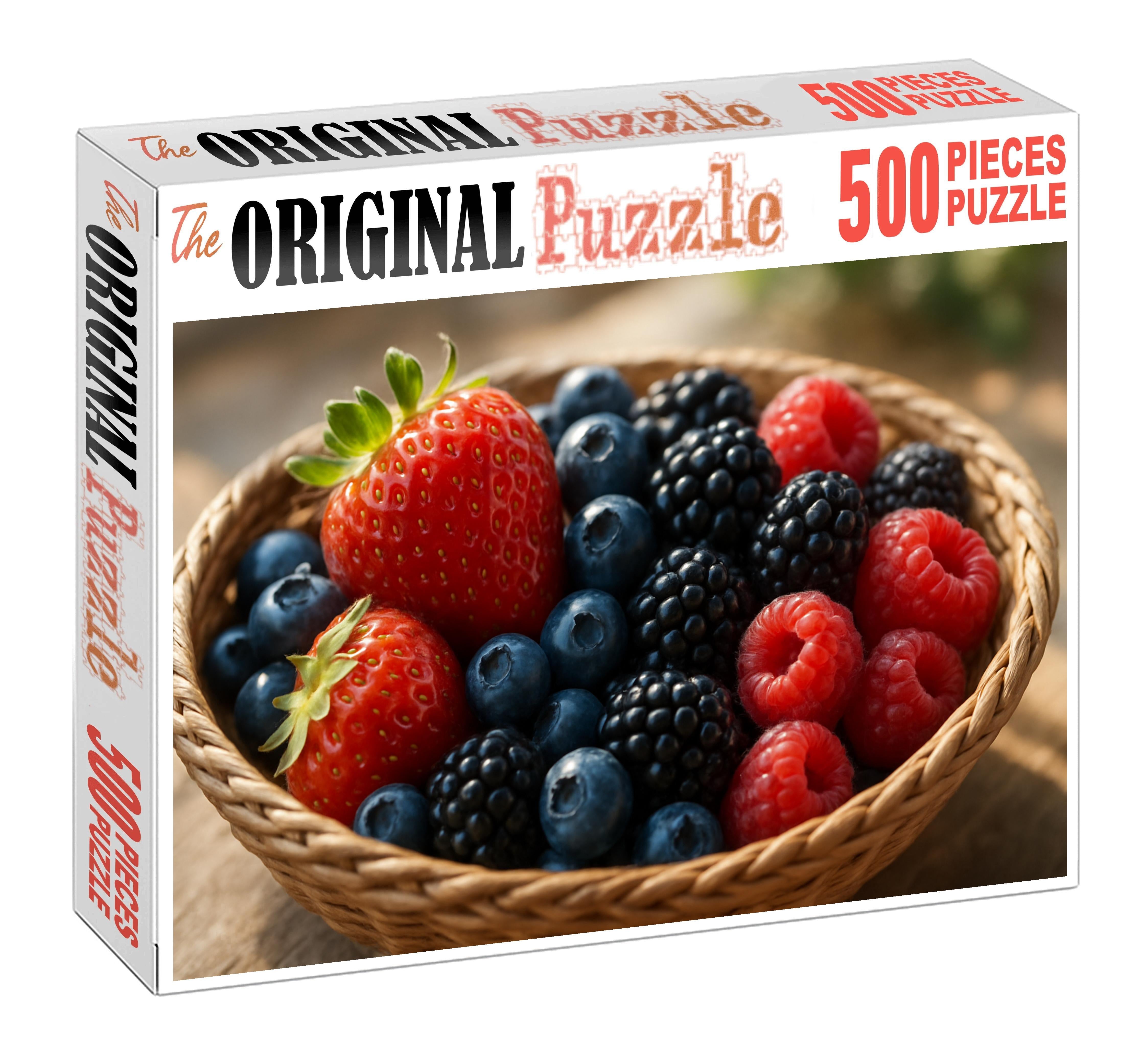 Berry Mosaic Mixed Berries In A Handwoven Tray Large Format Puzzle