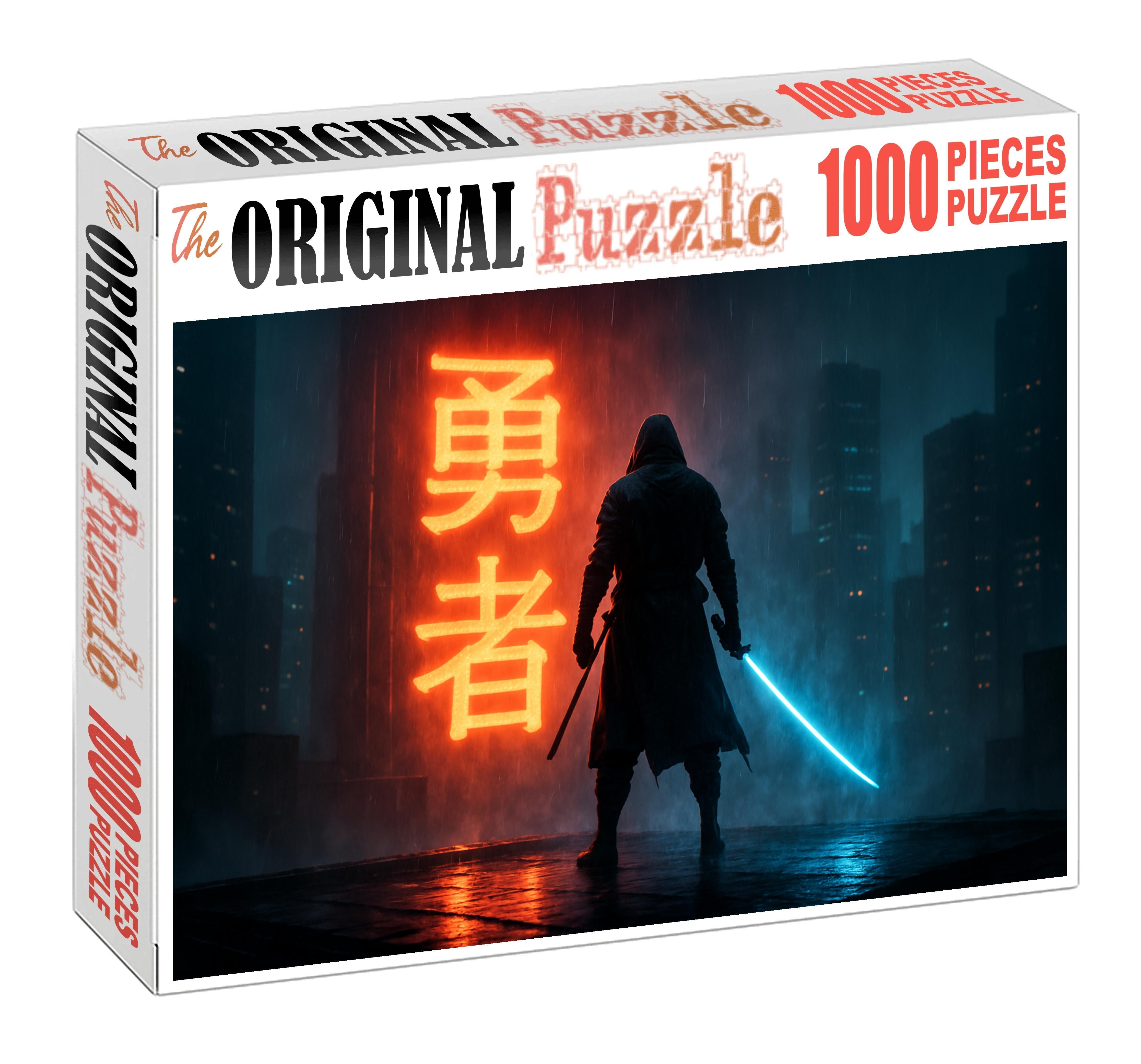 Mystic Cyber Samurai Neon-infused Futuristic Warrior 50 Piece Puzzle