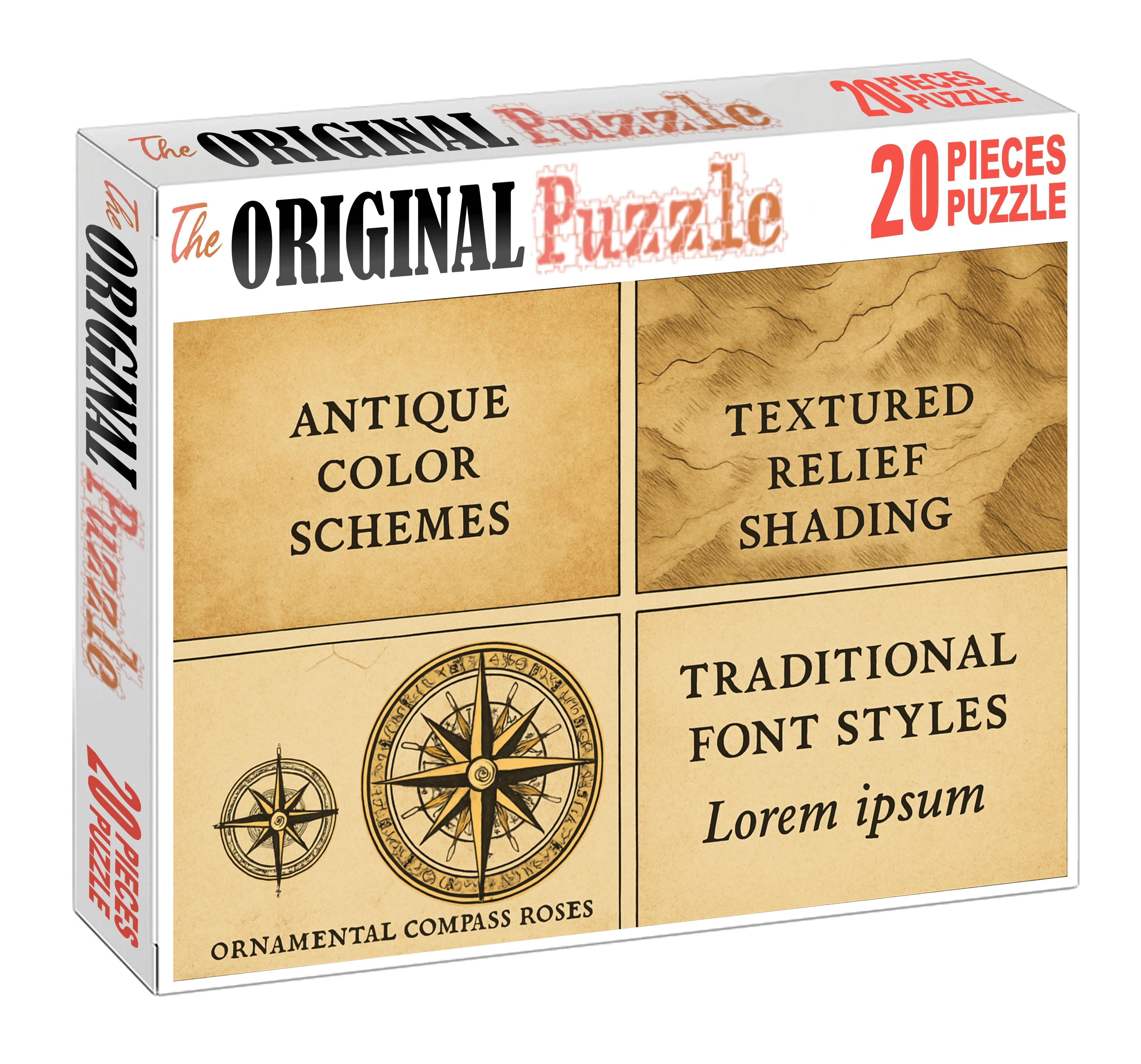 Historical Cartographic Styles Comparison Map Large Format Puzzle