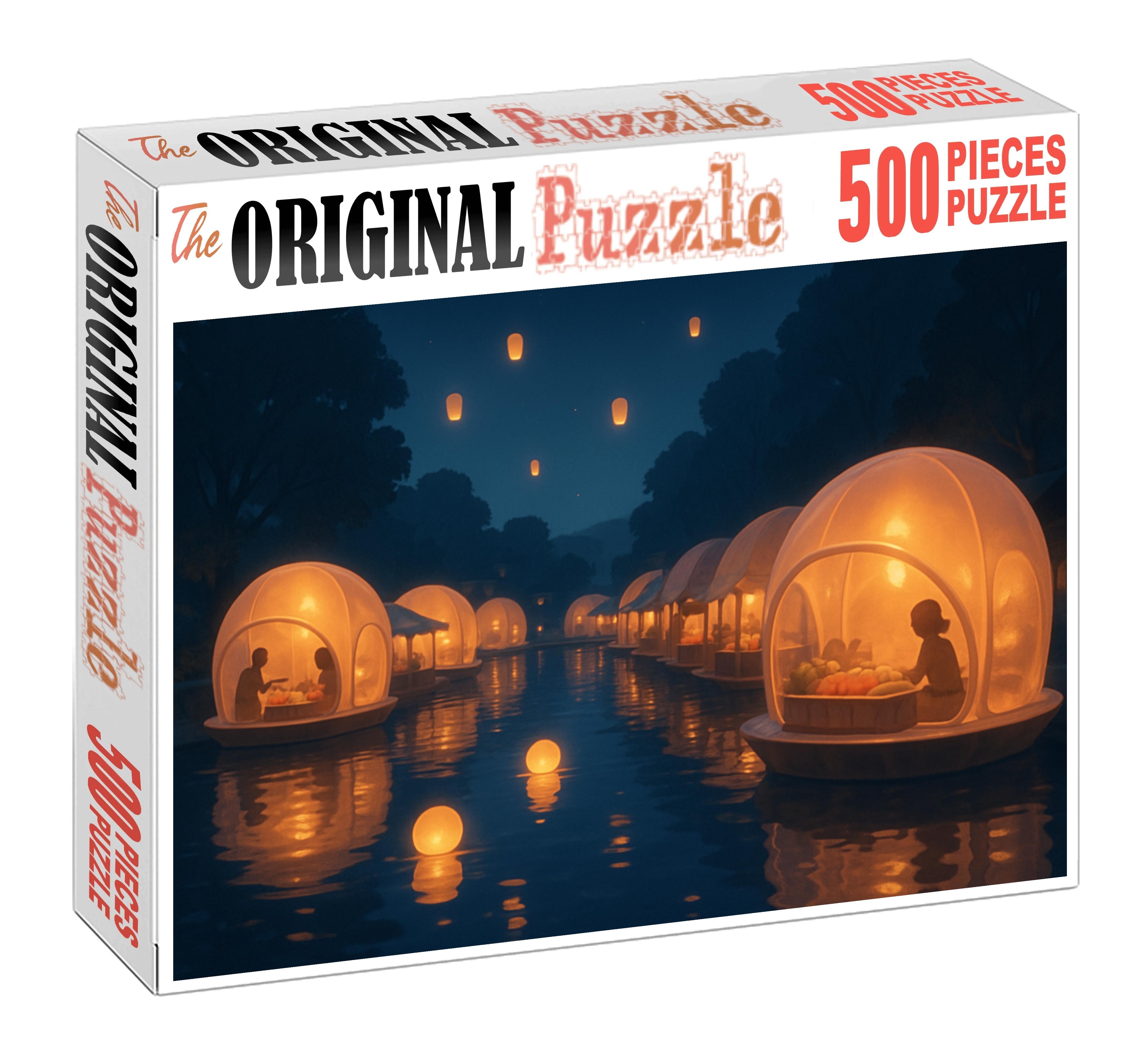 The Floating Market Of Bubble Lanterns Custom Jigsaw Puzzle
