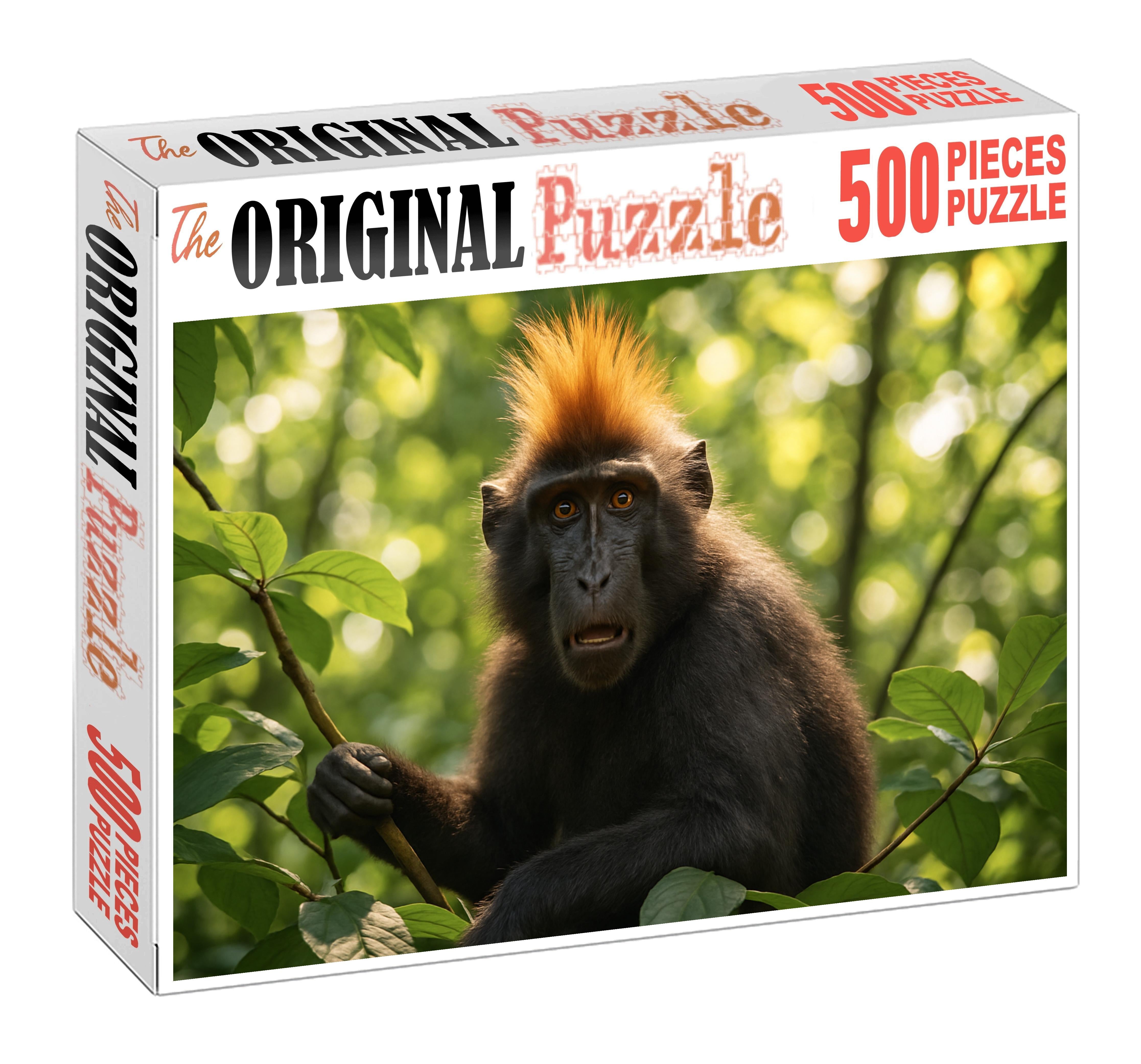 Amber-crested Climber Arboreal Primate With Brilliant Head Feathers Puzzle Fun