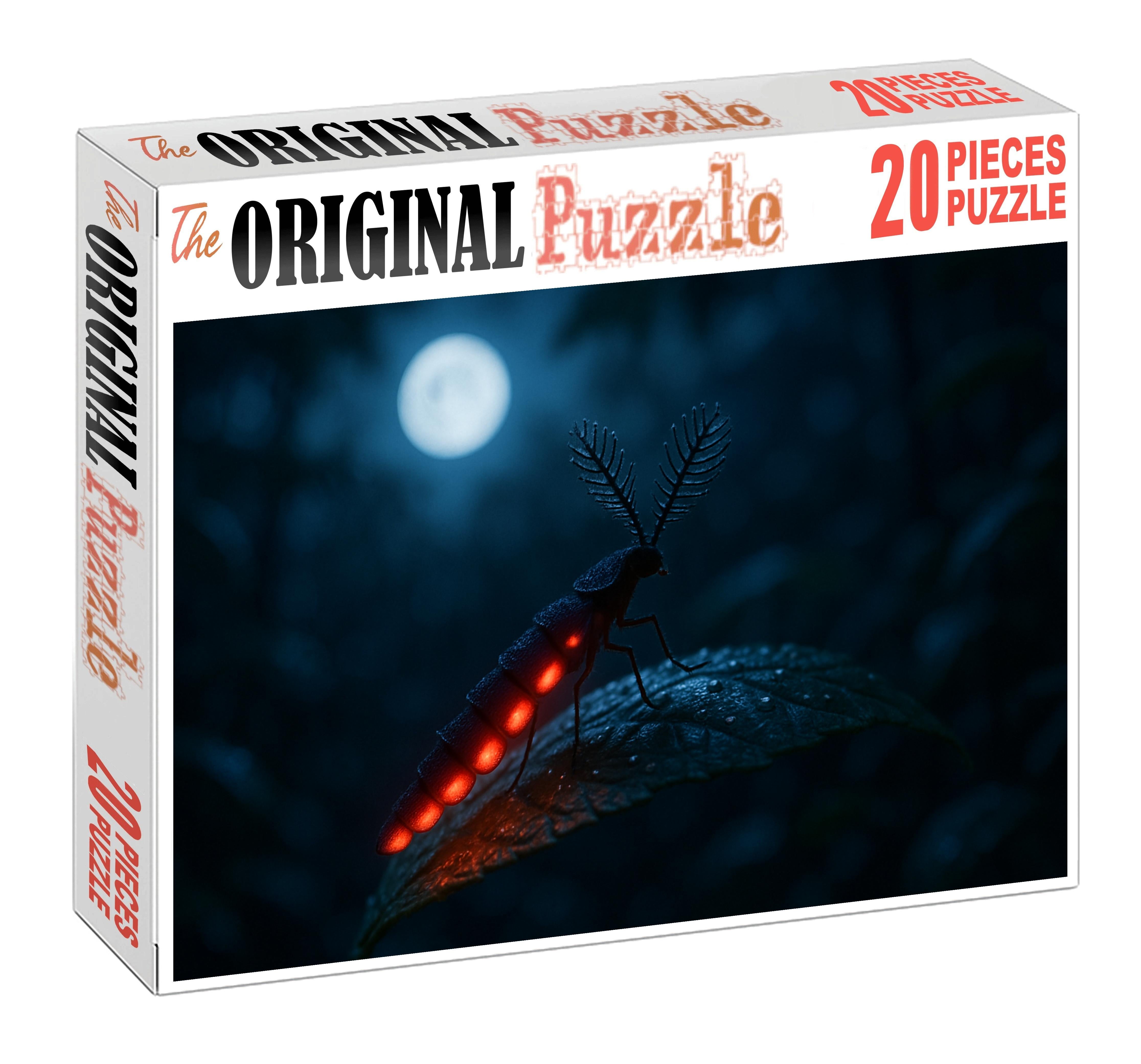 Crimson Lantern Bioluminescent Forest Wanderer With Intricate Antennae Premium Puzzle Pieces
