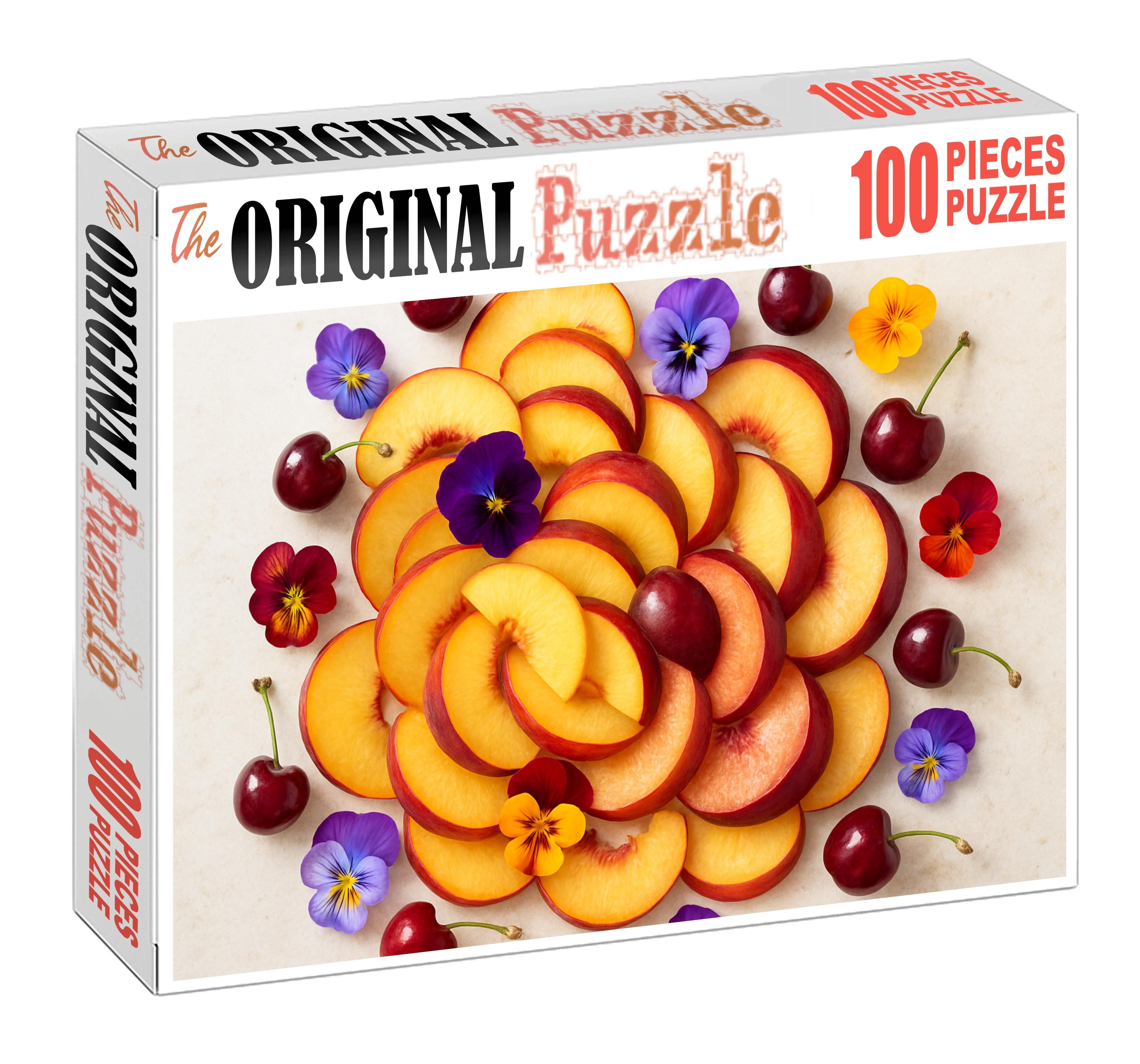 Stone Fruit Harmony Sliced Peaches Nectarines And Cherries With Edible Flower Accents 1000 Piece Puzzle