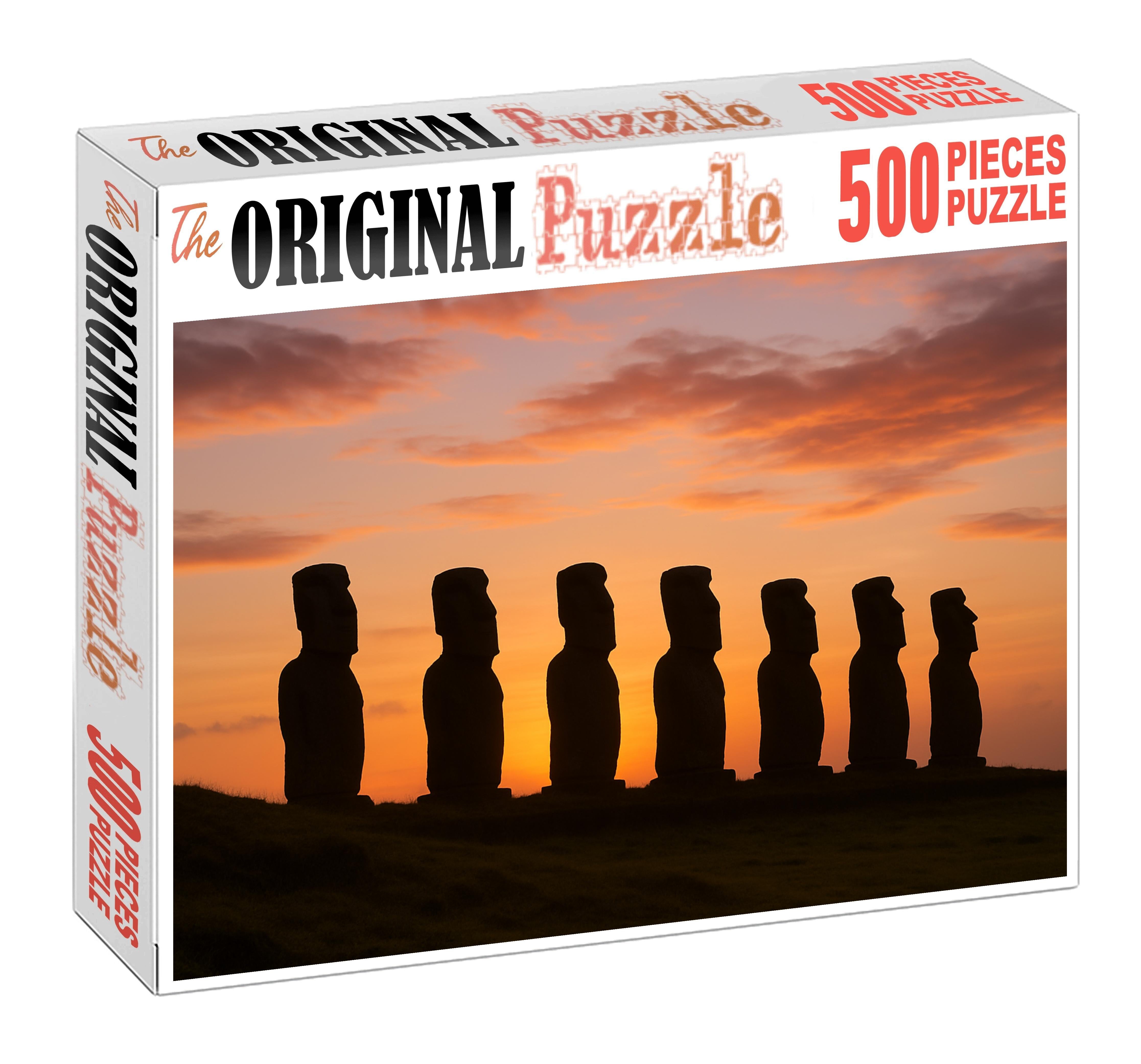 Moai Statues Of Easter Island Found On Easter Island Chile Identified By 6280 Globally As Enigmatic Monolithic Sculptures Of Ancestral Heritage Unique Puzzle Design