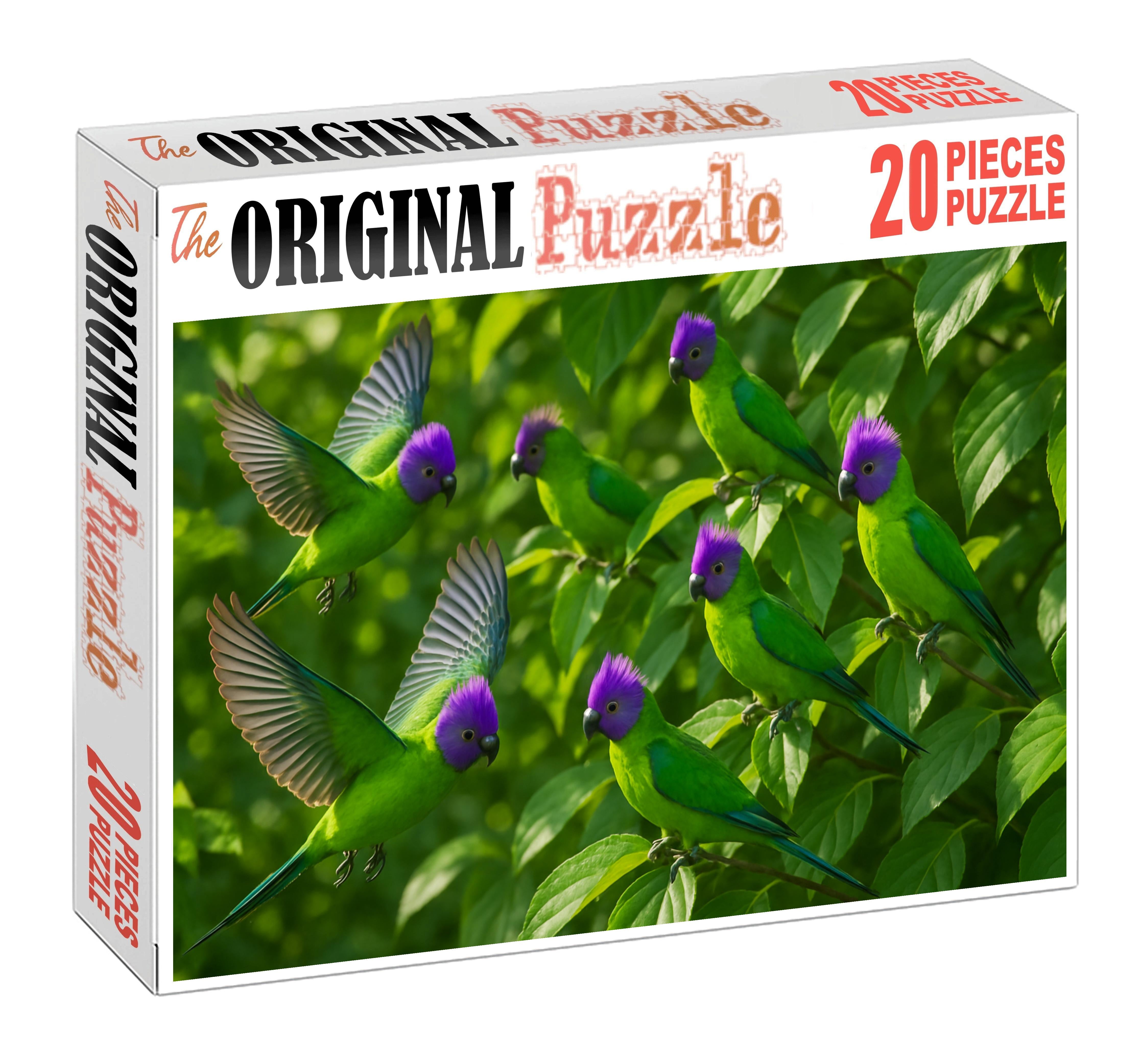 Plum-crested Parakeet Vibrant Canopy Dancer Premium Puzzle Pieces